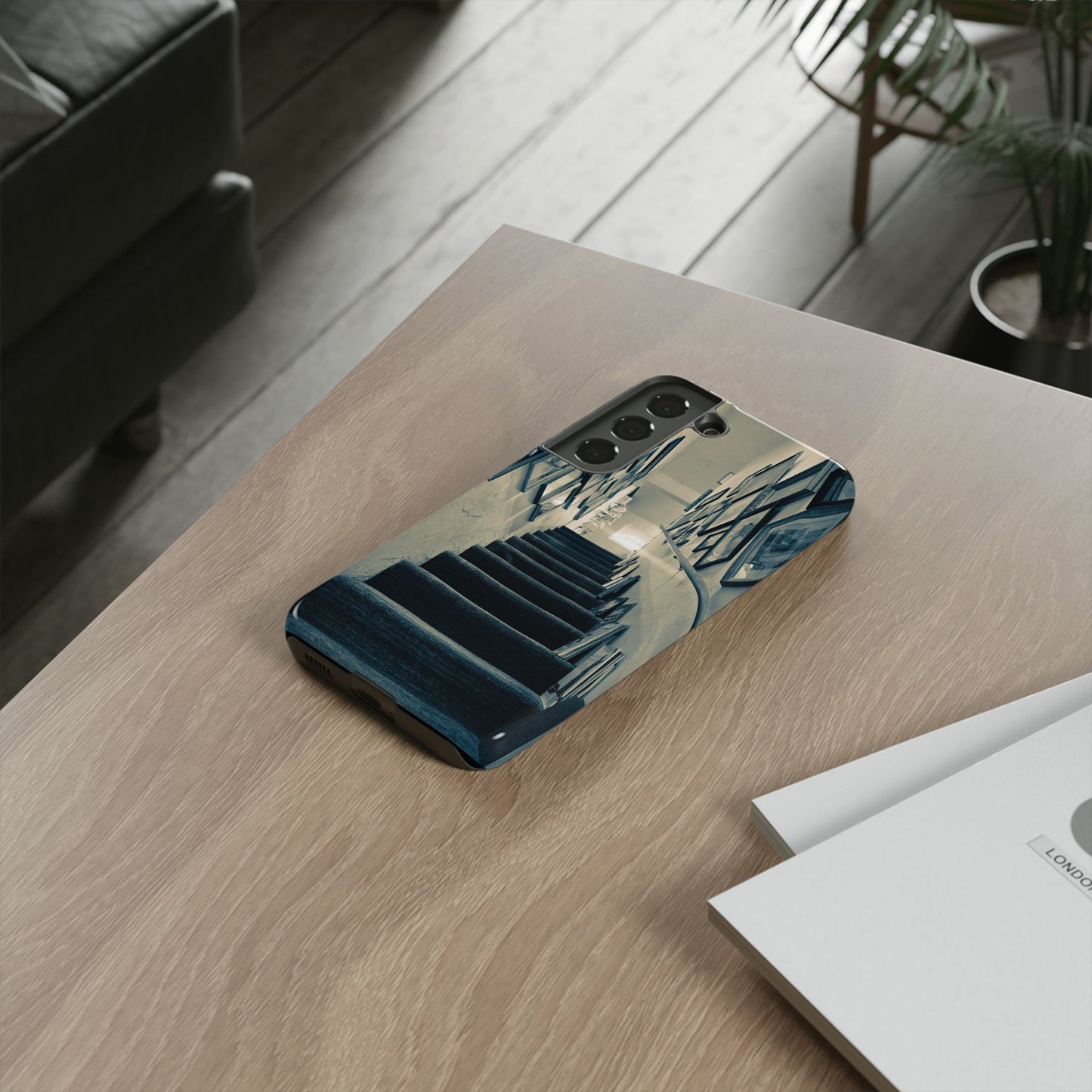 Vintage Style Tough Cases: Artistic Phone Case with Stairway Design, Unique Mobile Cover, Creative Gift for Art Lovers, Stylish Accessory