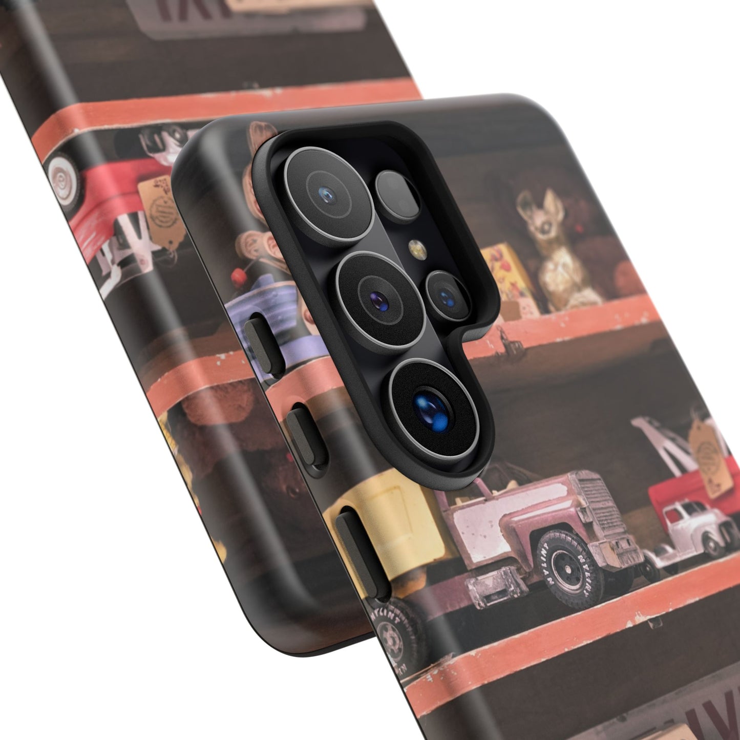 Vintage Toy Shelf Tough Phone Case, Nostalgic Collector Gift for iPhone, Samsung & Google Pixel