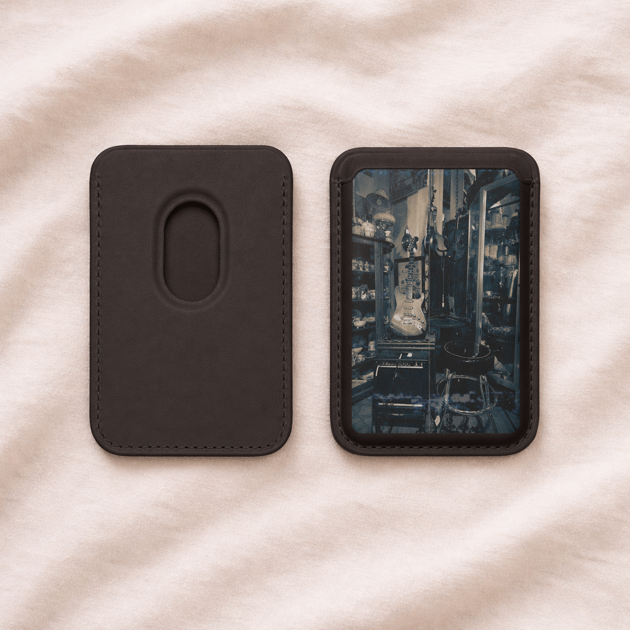 Vintage Guitar MagSafe Wallet--Vegan Leather Card Holder
