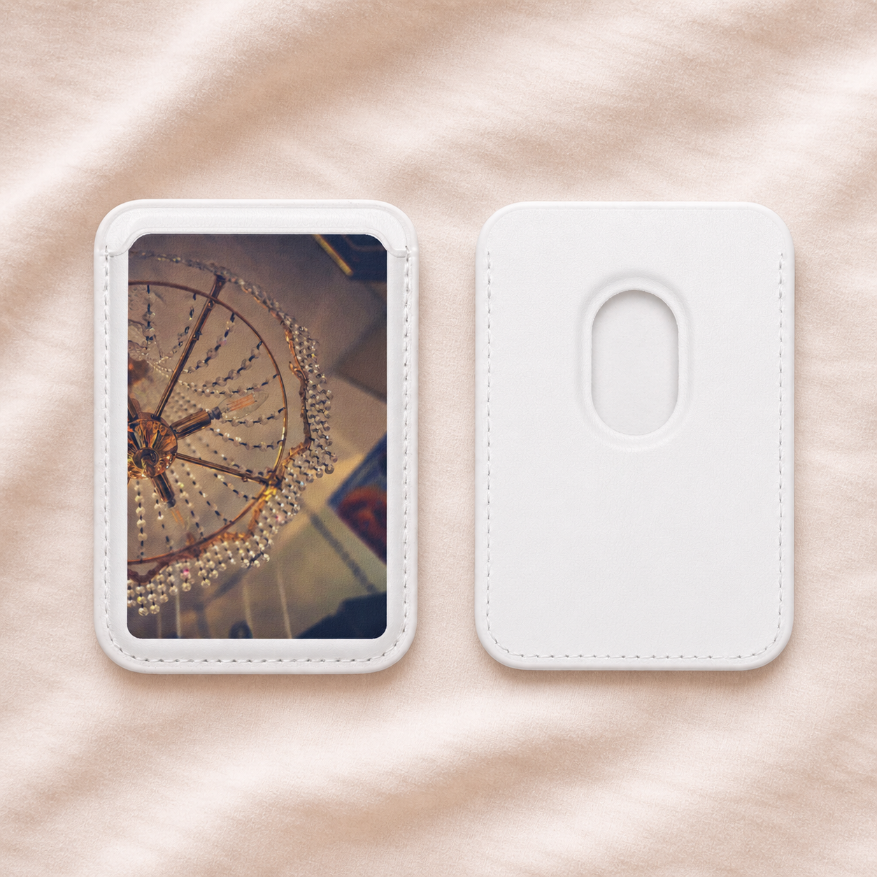 Vintage Crystal Chandelier MagSafe Wallet – Vegan Leather Phone Card Holder