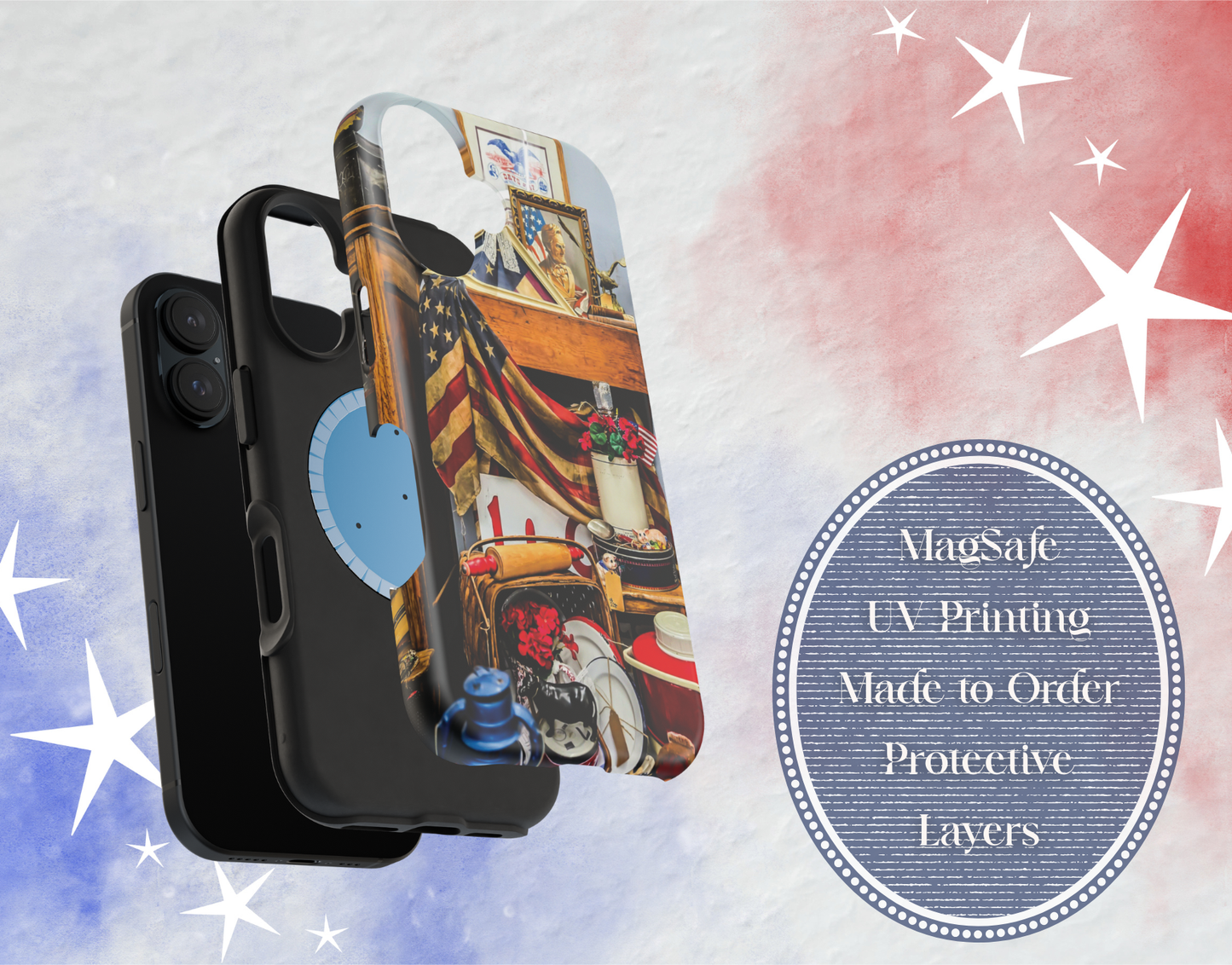 Patriotic MagSafe Phone Case American Flag Gift For Her Vintage Inspired Americana iPhone Samsung Cover America 250th