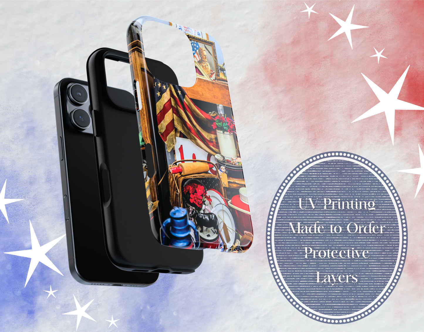 4th Of July Phone Case Gift For Her Patriotic American Flag Vintage Inspired Americana Tough iPhone Samsung Pixel Cover America 250th