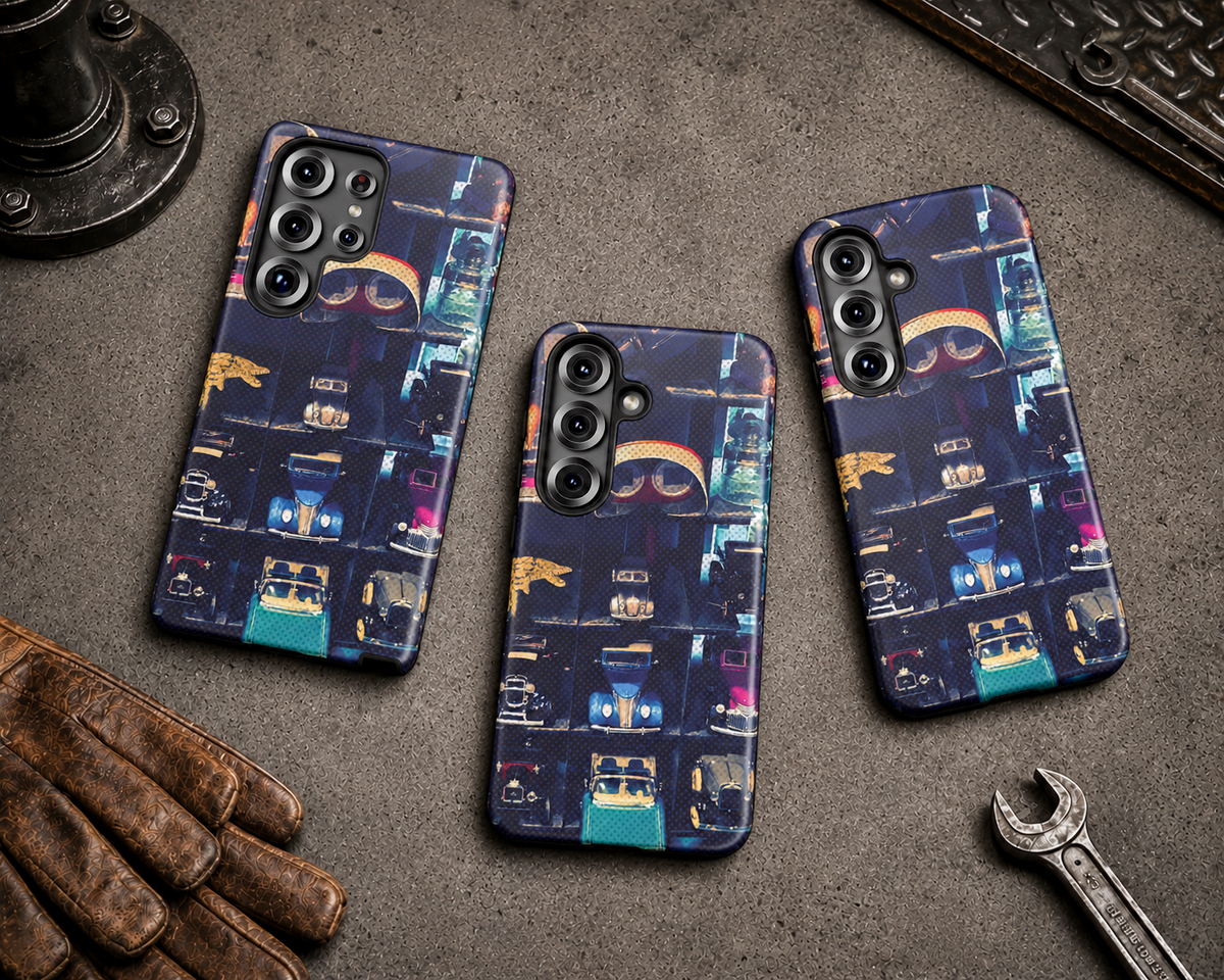 Vintage Toy Car Collector Tough Phone Case – Dual-Layer Automotive Cover
