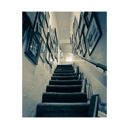 Artistic Vintage Satin Poster Print, Home Decor Wall Art, Minimalist Staircase Photography, Modern Living Room Decor, Unique Gift Idea