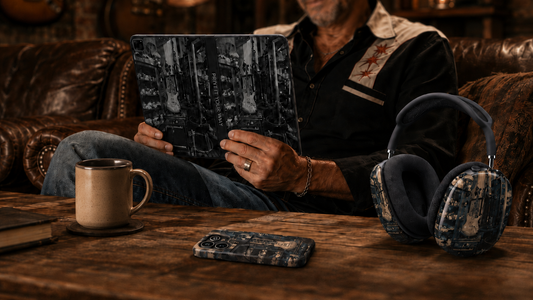 Vintage guitar-inspired Father’s Day gift guide featuring old-soul phone cases and accessories for music-loving dads.