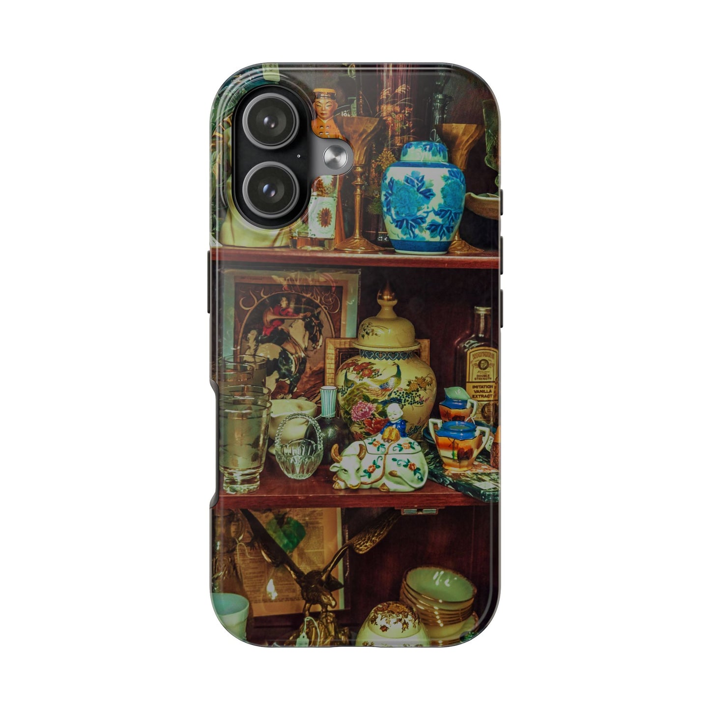 Vintage Curio Cabinet Tough Phone Case, Antique Shelf iPhone & Samsung Cover, Gift for Vintage Decor Lovers