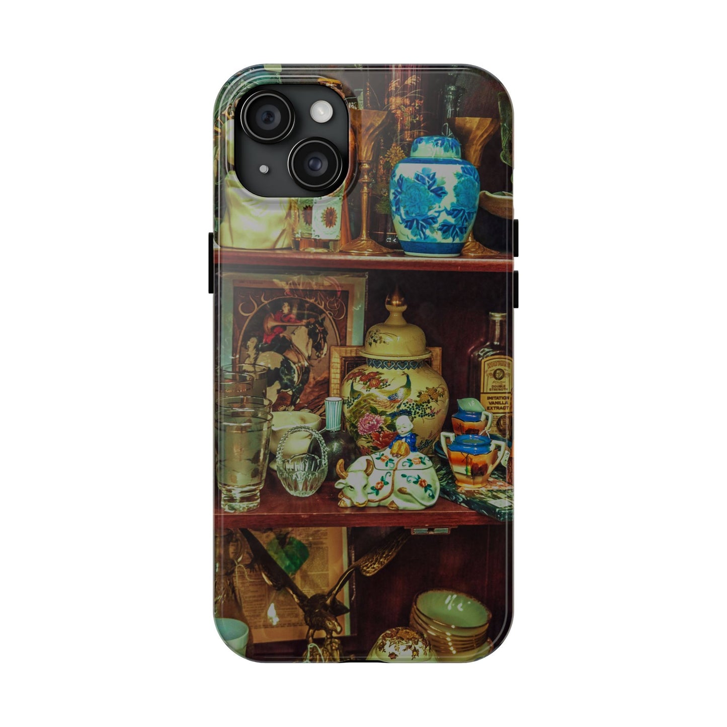 Vintage Curio Cabinet Tough Phone Case, Antique Shelf iPhone & Samsung Cover, Gift for Vintage Decor Lovers
