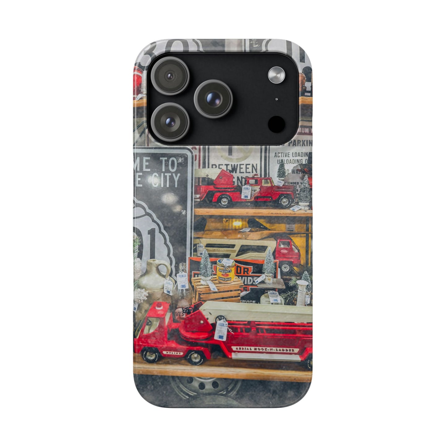 Vintage Toy Fire Truck Snap Case | Retro Truck Phone Case, Road Sign Collage