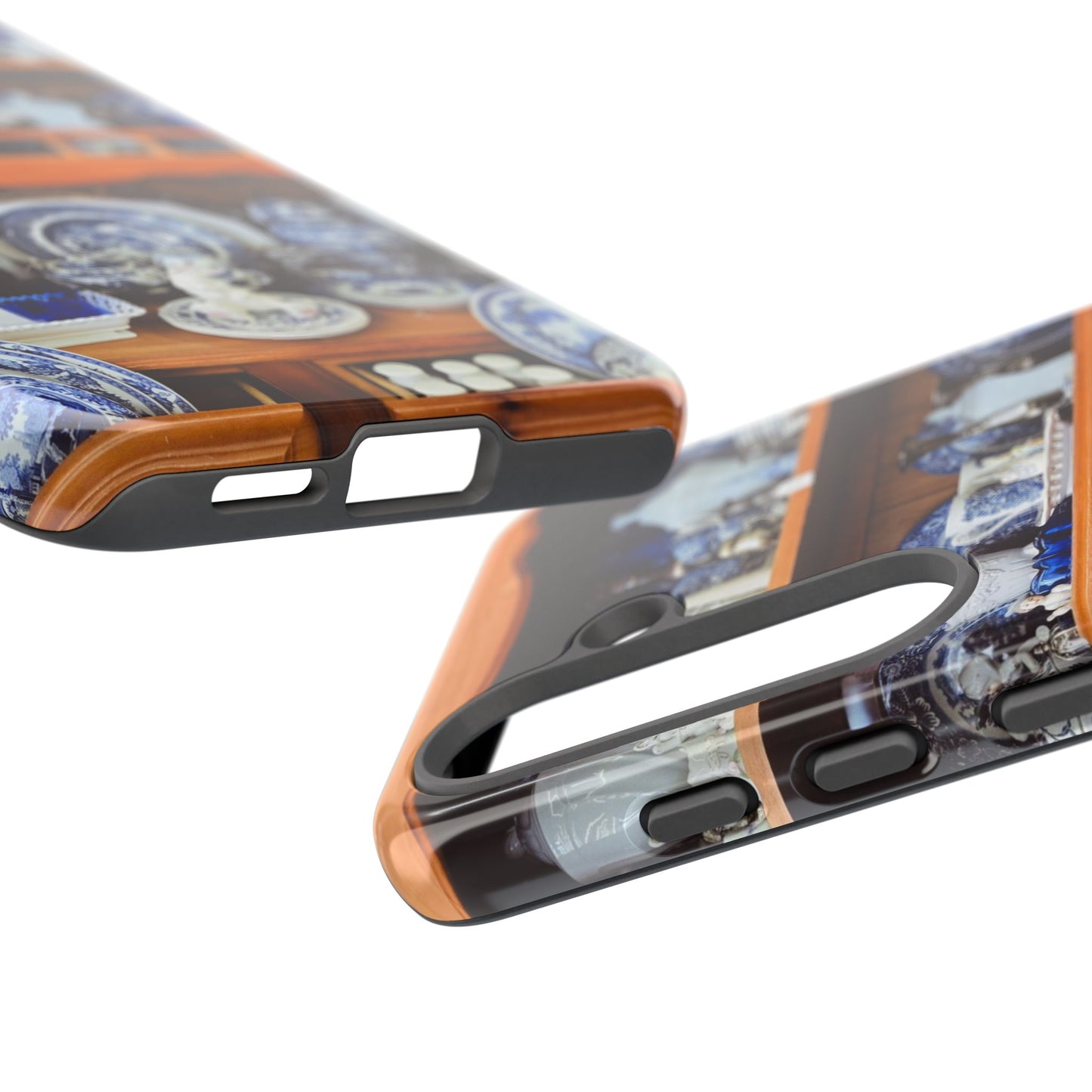 Blue & White China Tough Phone Case, Vintage Curio Shelf iPhone Samsung Google Pixel Cover