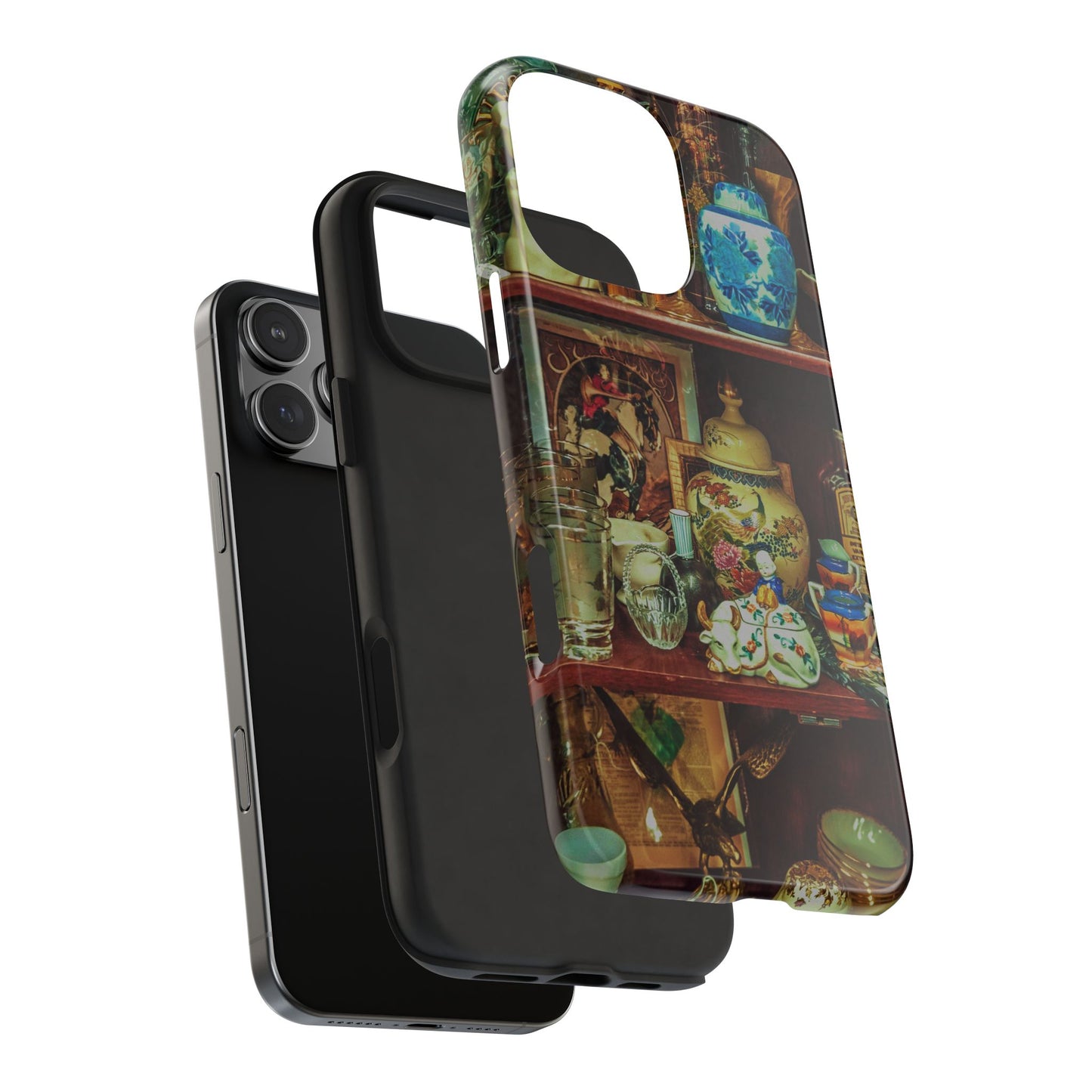 Vintage Curio Cabinet Tough Phone Case, Antique Shelf iPhone & Samsung Cover, Gift for Vintage Decor Lovers