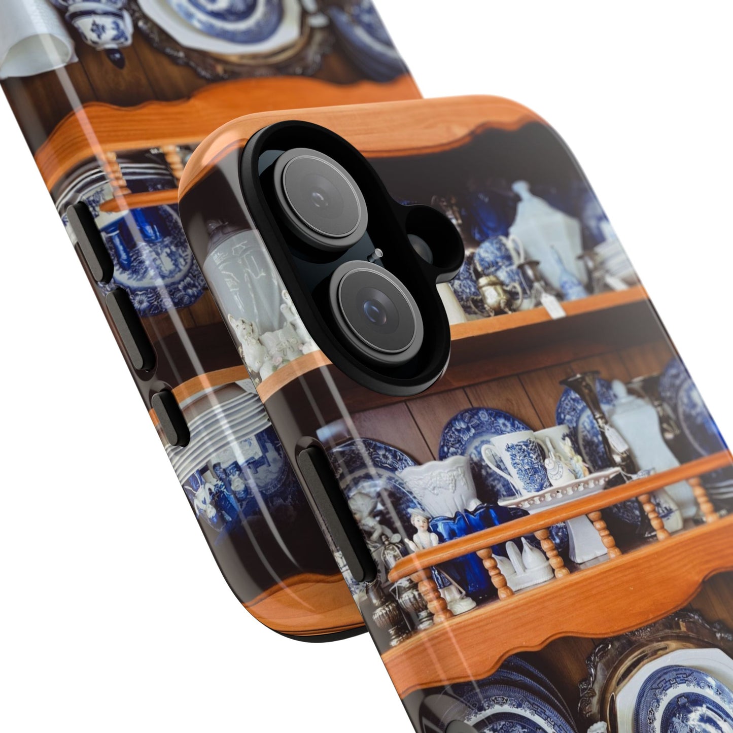 Blue & White China Tough Phone Case, Vintage Curio Shelf iPhone Samsung Google Pixel Cover