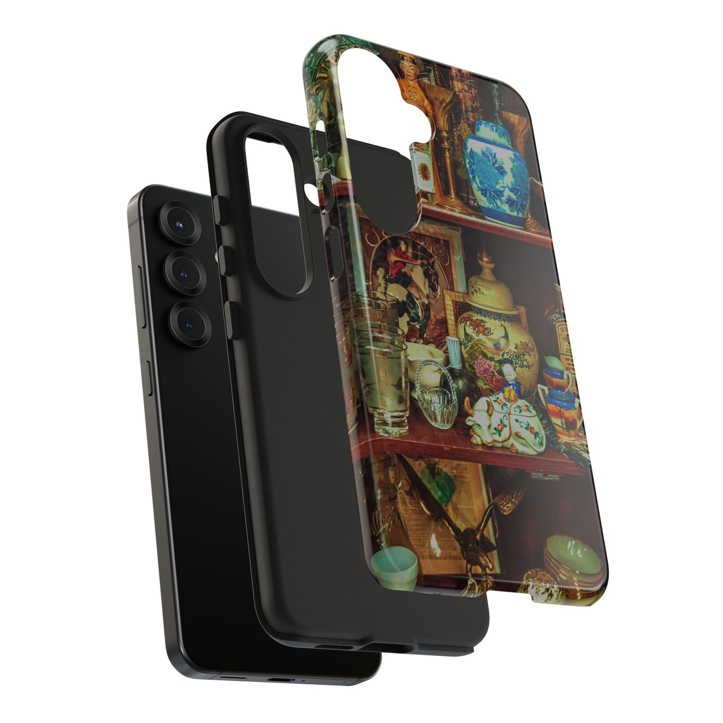 Vintage Curio Cabinet Tough Phone Case, Antique Shelf iPhone & Samsung Cover, Gift for Vintage Decor Lovers