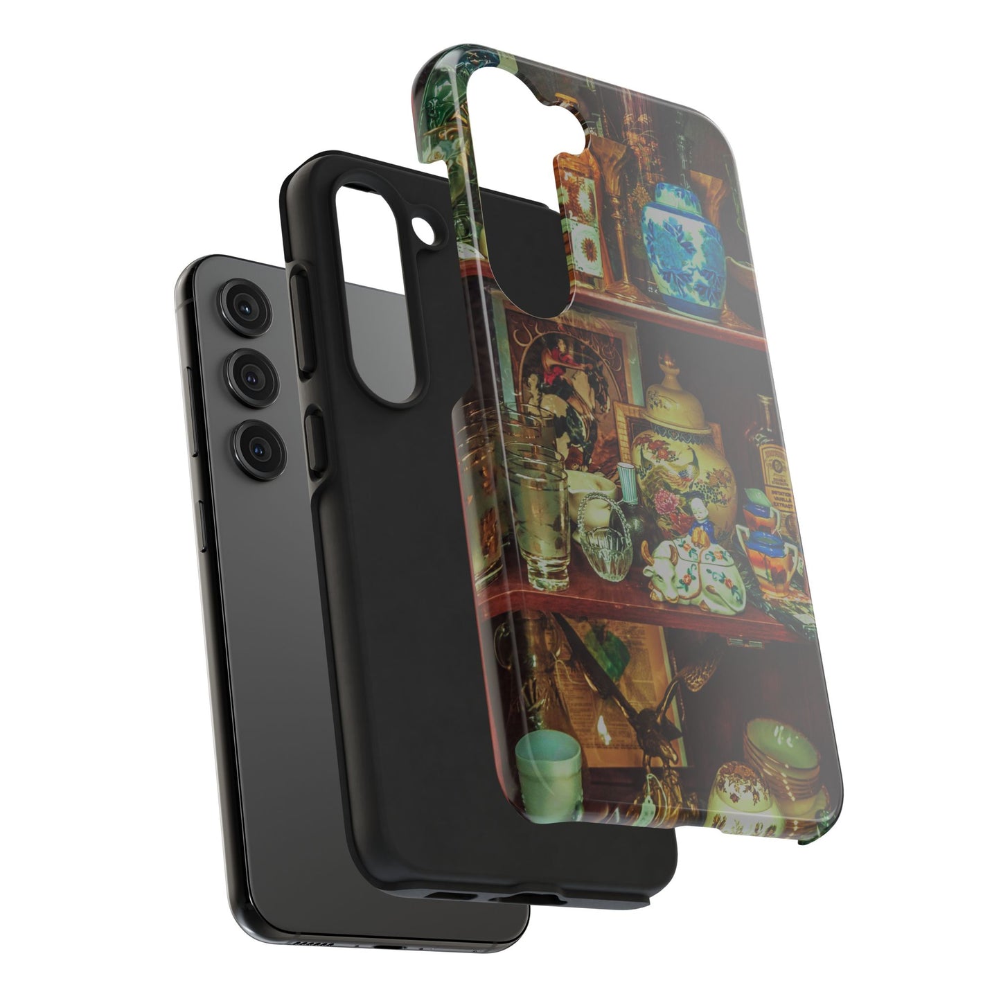 Vintage Curio Cabinet Tough Phone Case, Antique Shelf iPhone & Samsung Cover, Gift for Vintage Decor Lovers