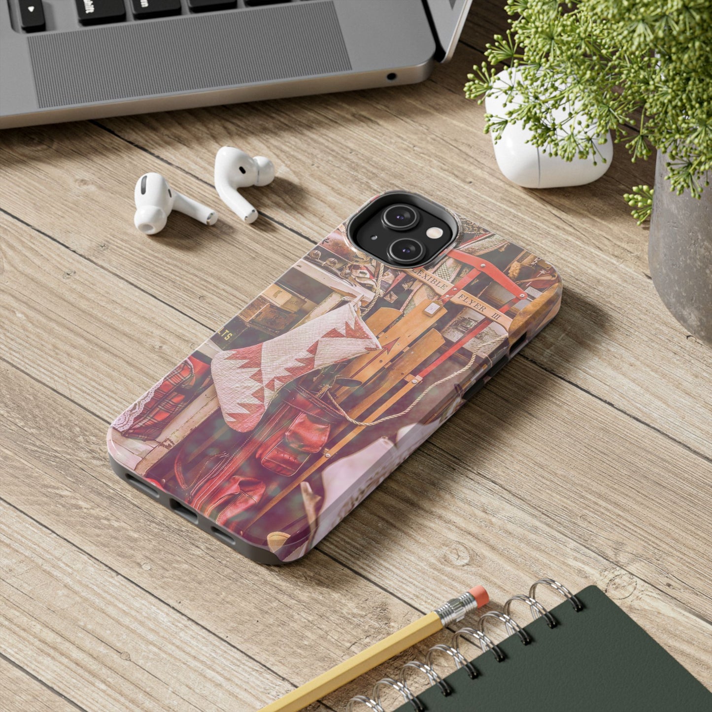 Vintage Ski Gear phone case | Retro winter sports collage