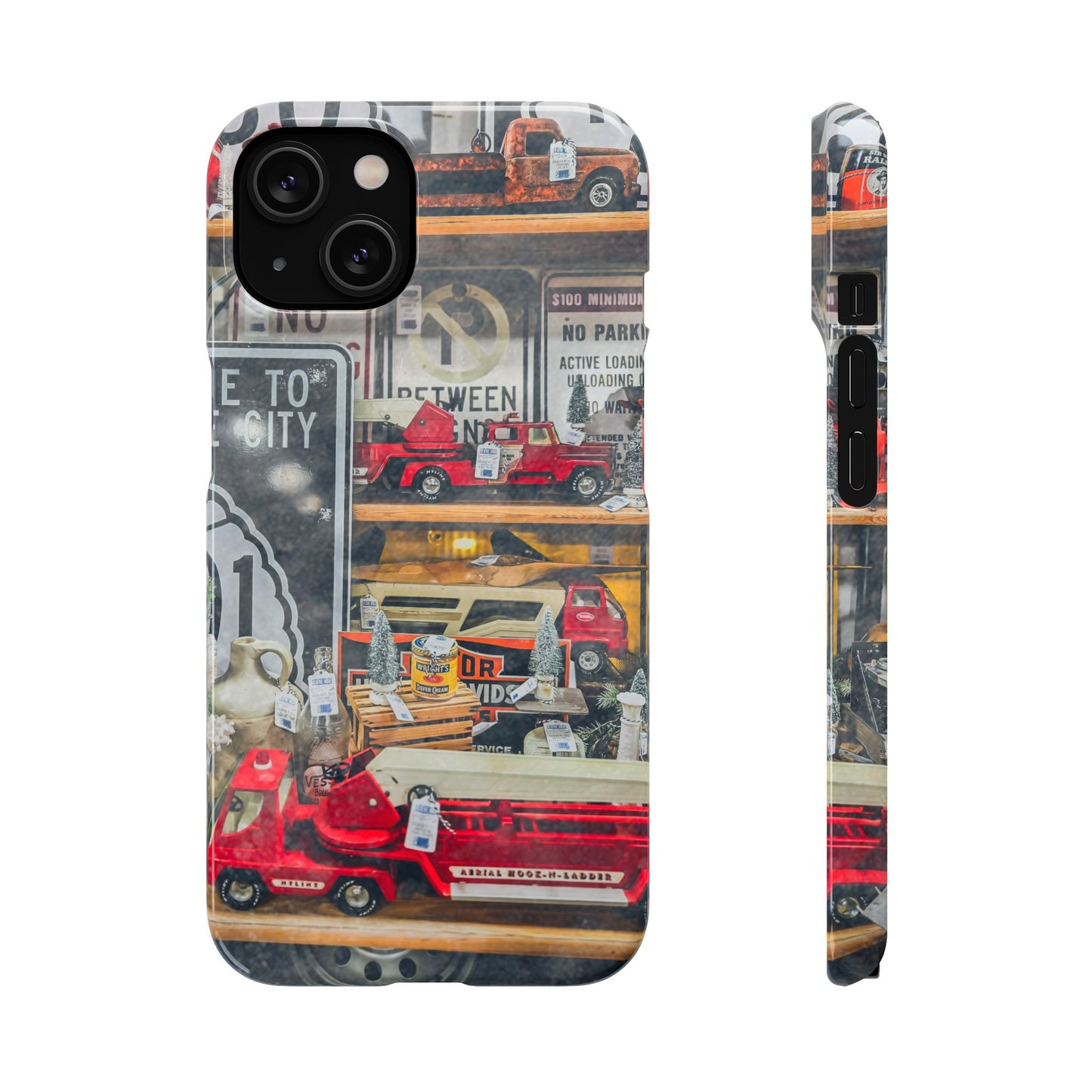 Vintage Toy Fire Truck Snap Case | Retro Truck Phone Case, Road Sign Collage
