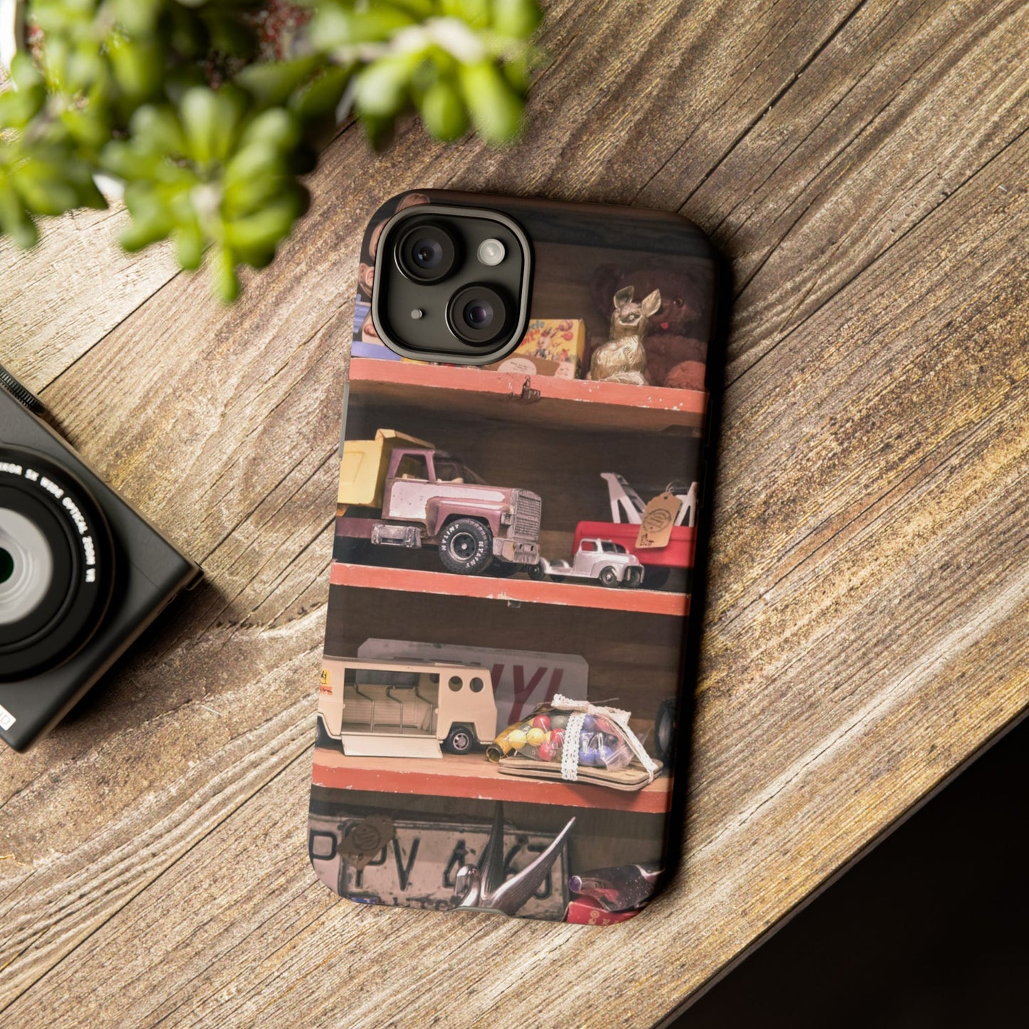 Vintage Toy Shelf Tough Phone Case, Nostalgic Collector Gift for iPhone, Samsung & Google Pixel