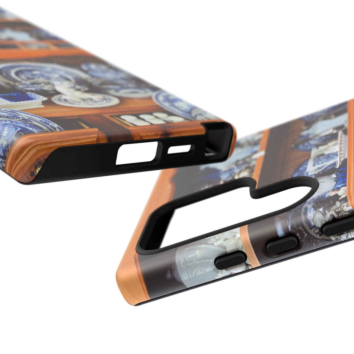 Blue & White China Tough Phone Case, Vintage Curio Shelf iPhone Samsung Google Pixel Cover