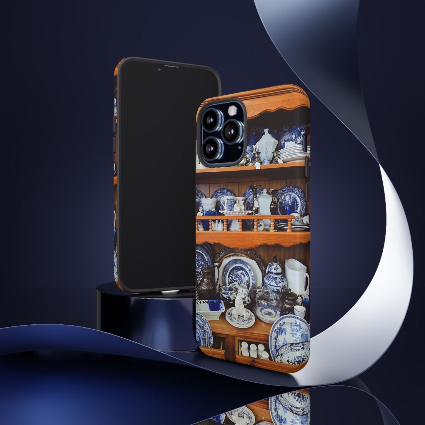 Blue & White Curio Charm Tough Phone Case. Classic China-Inspired Design with Timeless Elegance for Your iPhone, Samsung, or Google Pixel