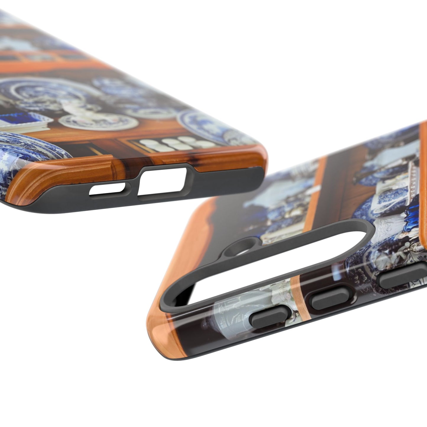 Blue & White China Tough Phone Case, Vintage Curio Shelf iPhone Samsung Google Pixel Cover