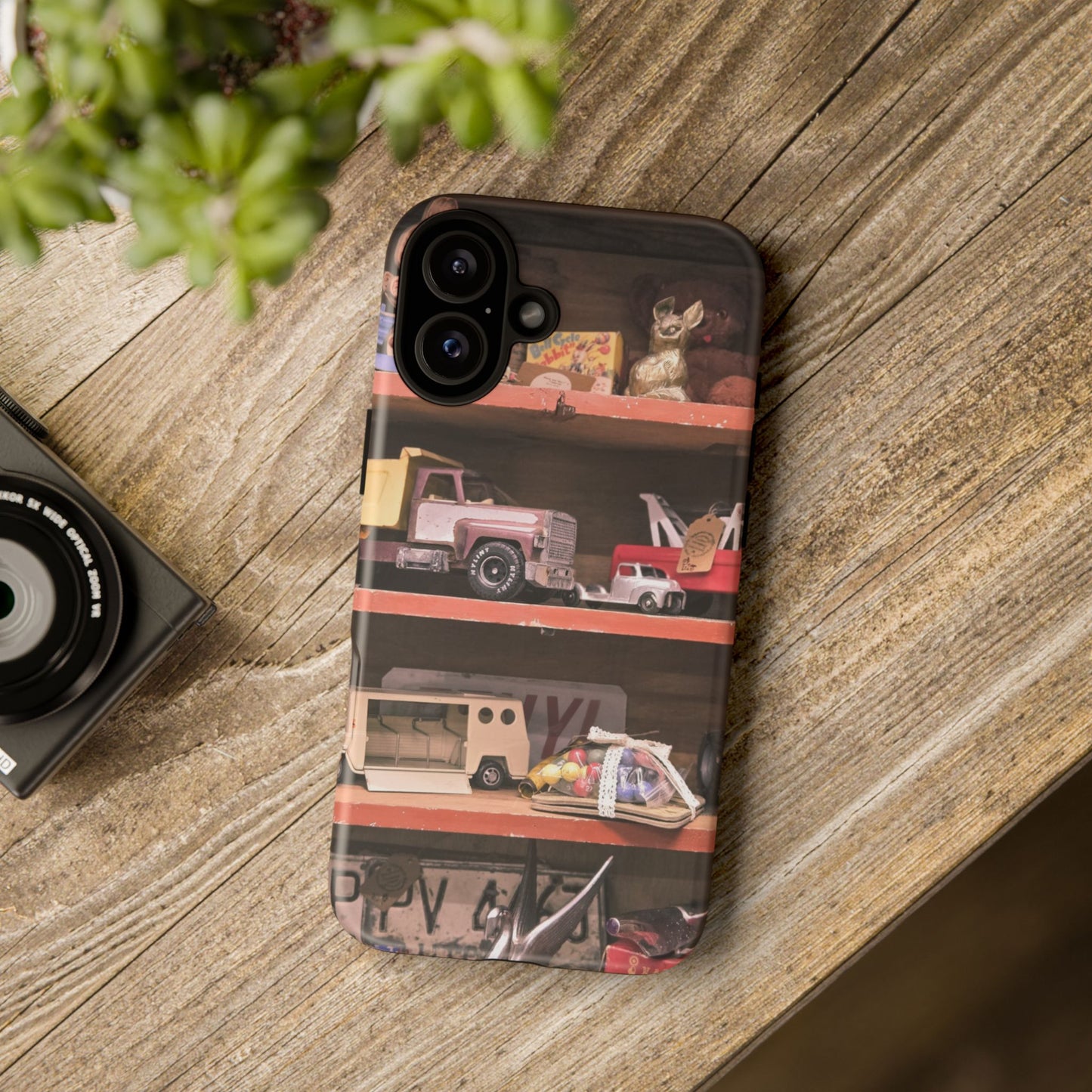 Vintage Toy Shelf Tough Phone Case, Nostalgic Collector Gift for iPhone, Samsung & Google Pixel