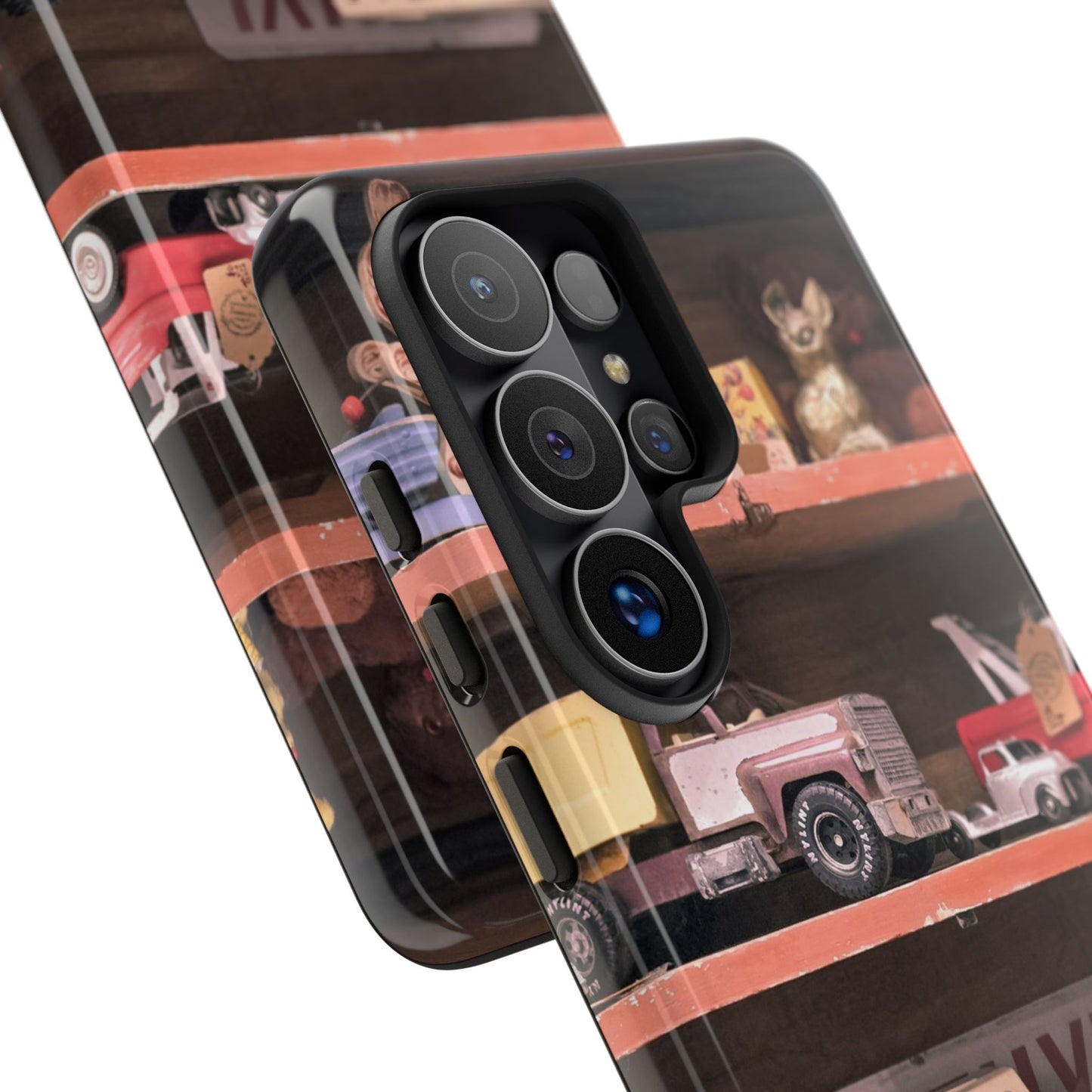 Vintage Toy Shelf Tough Phone Case, Nostalgic Collector Gift for iPhone, Samsung & Google Pixel
