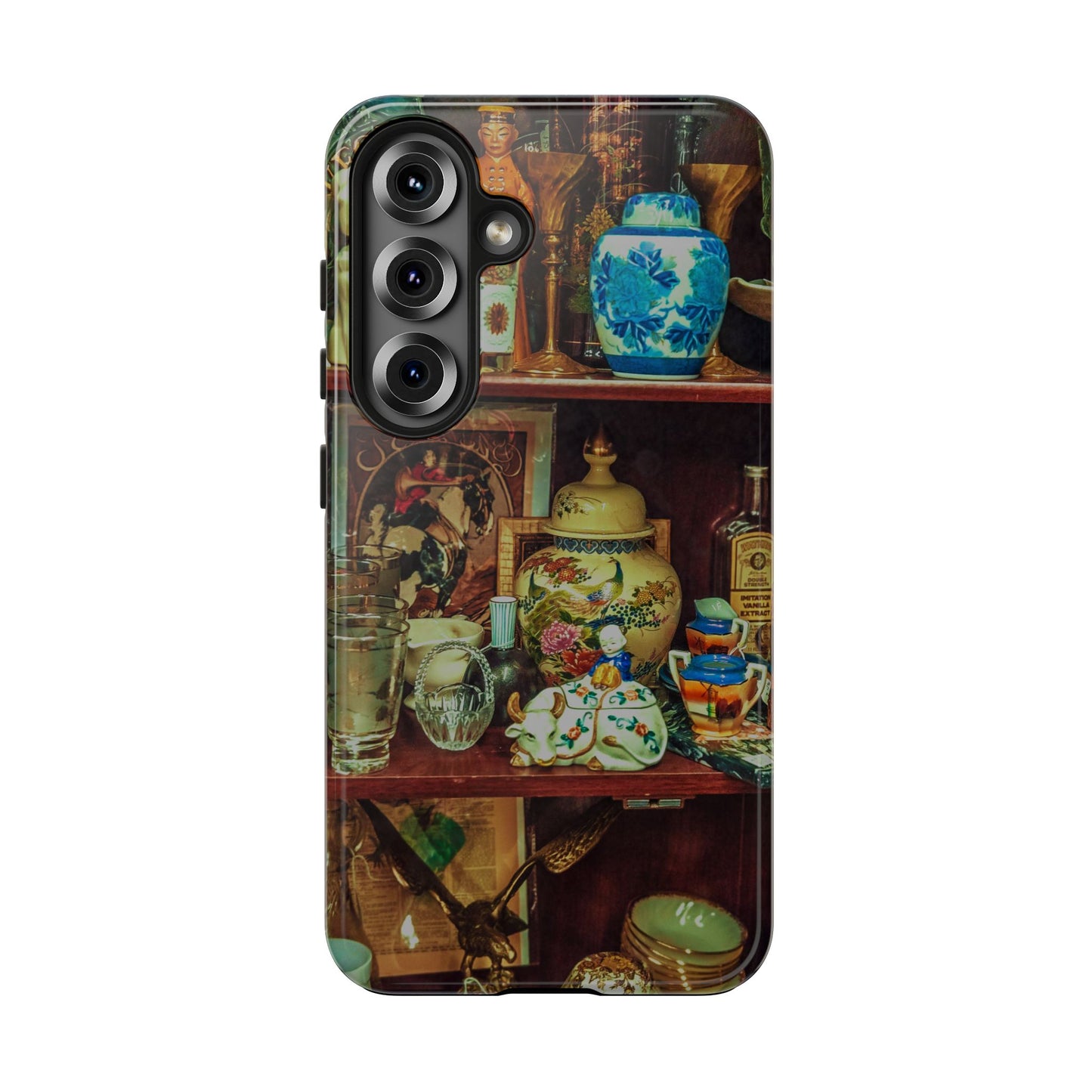 Vintage Curio Cabinet Tough Phone Case, Antique Shelf iPhone & Samsung Cover, Gift for Vintage Decor Lovers