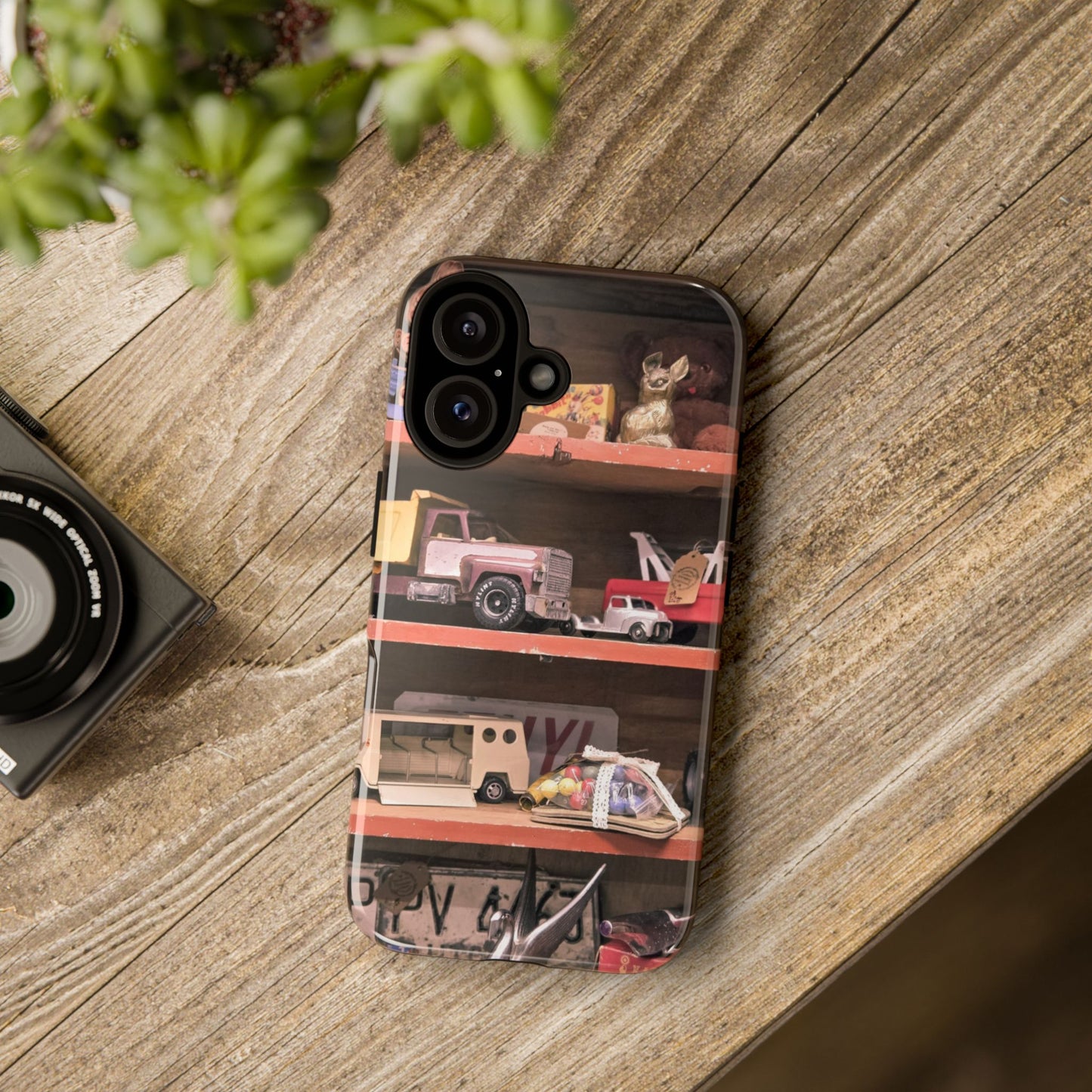 Vintage Toy Shelf Tough Phone Case, Nostalgic Collector Gift for iPhone, Samsung & Google Pixel
