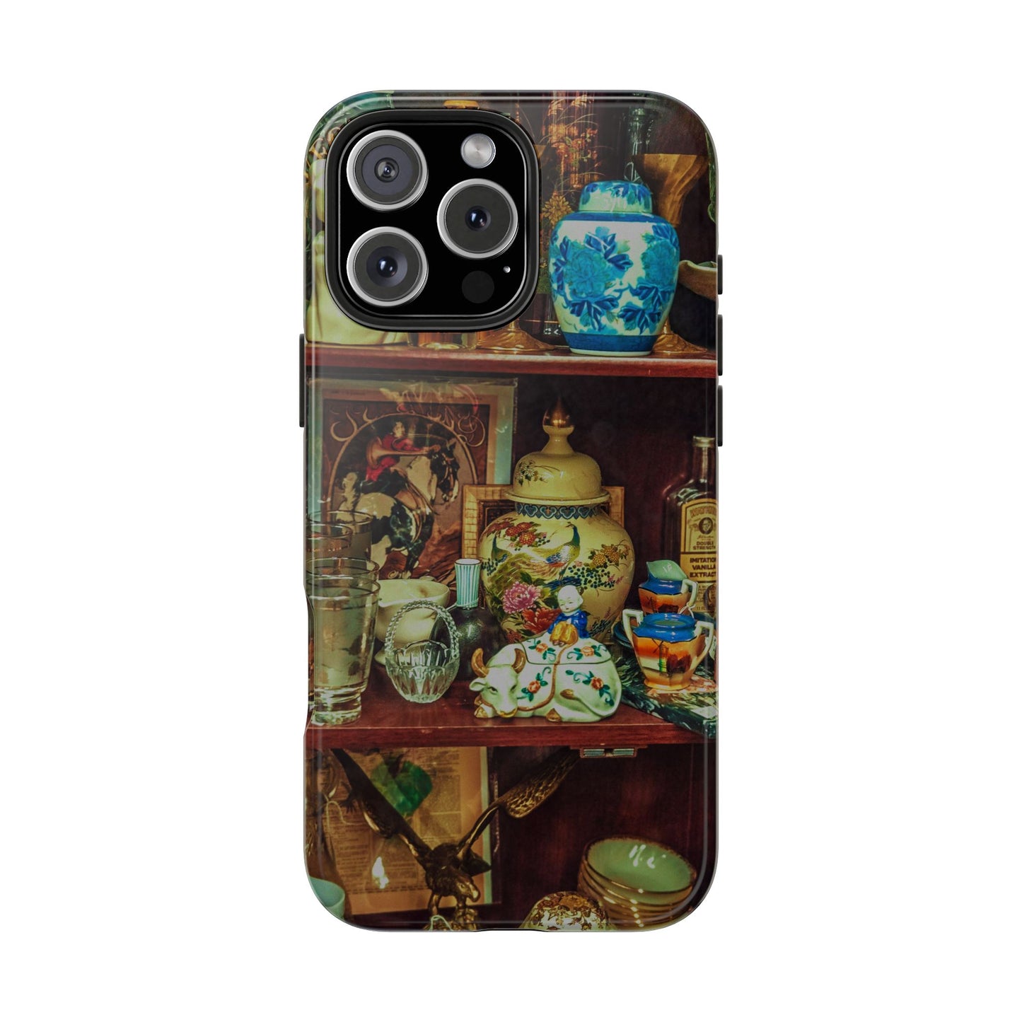 Vintage Curio Cabinet Tough Phone Case, Antique Shelf iPhone & Samsung Cover, Gift for Vintage Decor Lovers