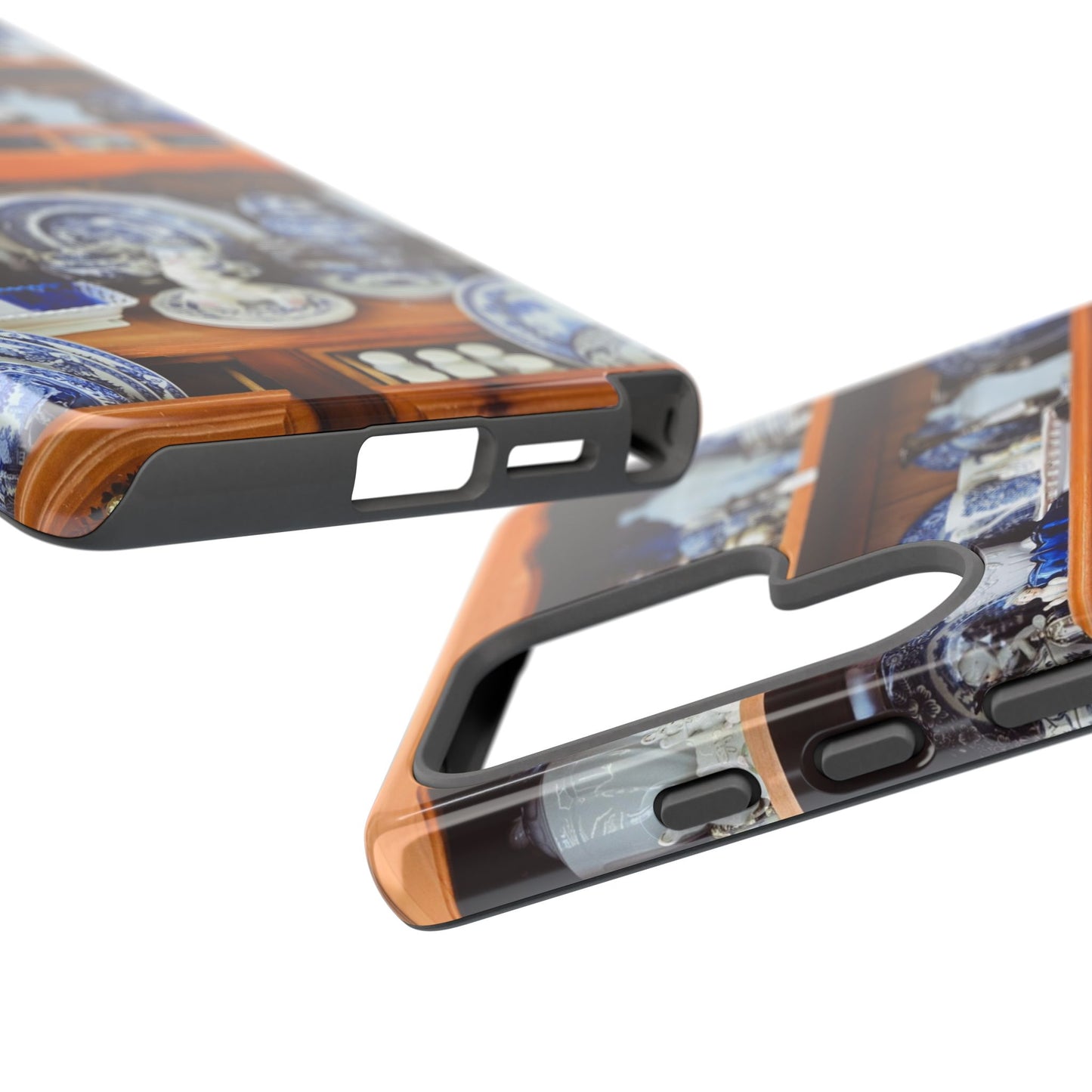 Blue & White China Tough Phone Case, Vintage Curio Shelf iPhone Samsung Google Pixel Cover