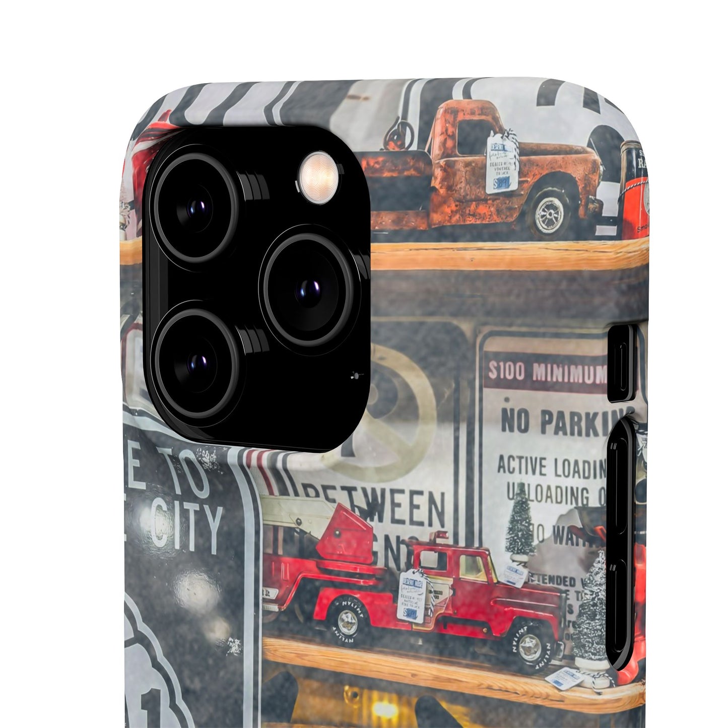 Vintage Toy Fire Truck Snap Case | Retro Truck Phone Case, Road Sign Collage