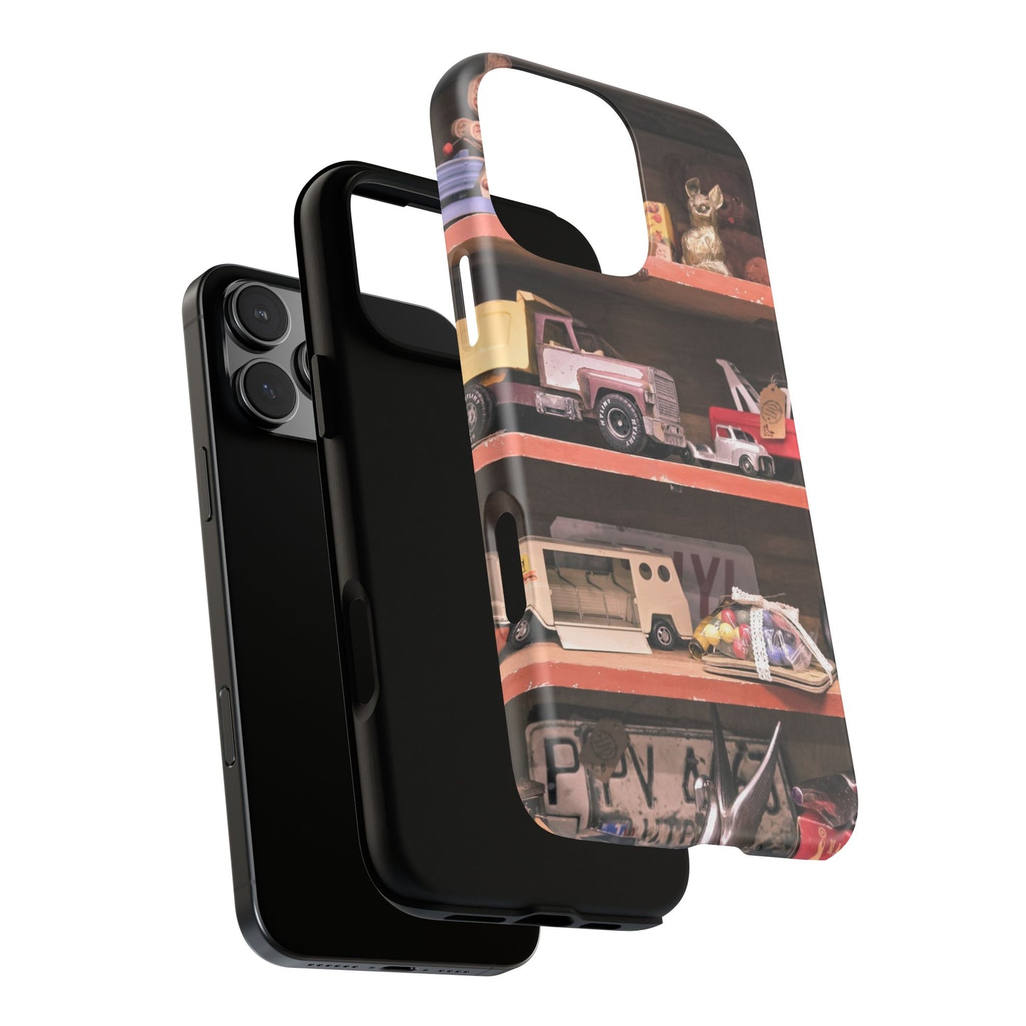 Vintage Toy Shelf Tough Phone Case, Nostalgic Collector Gift for iPhone, Samsung & Google Pixel