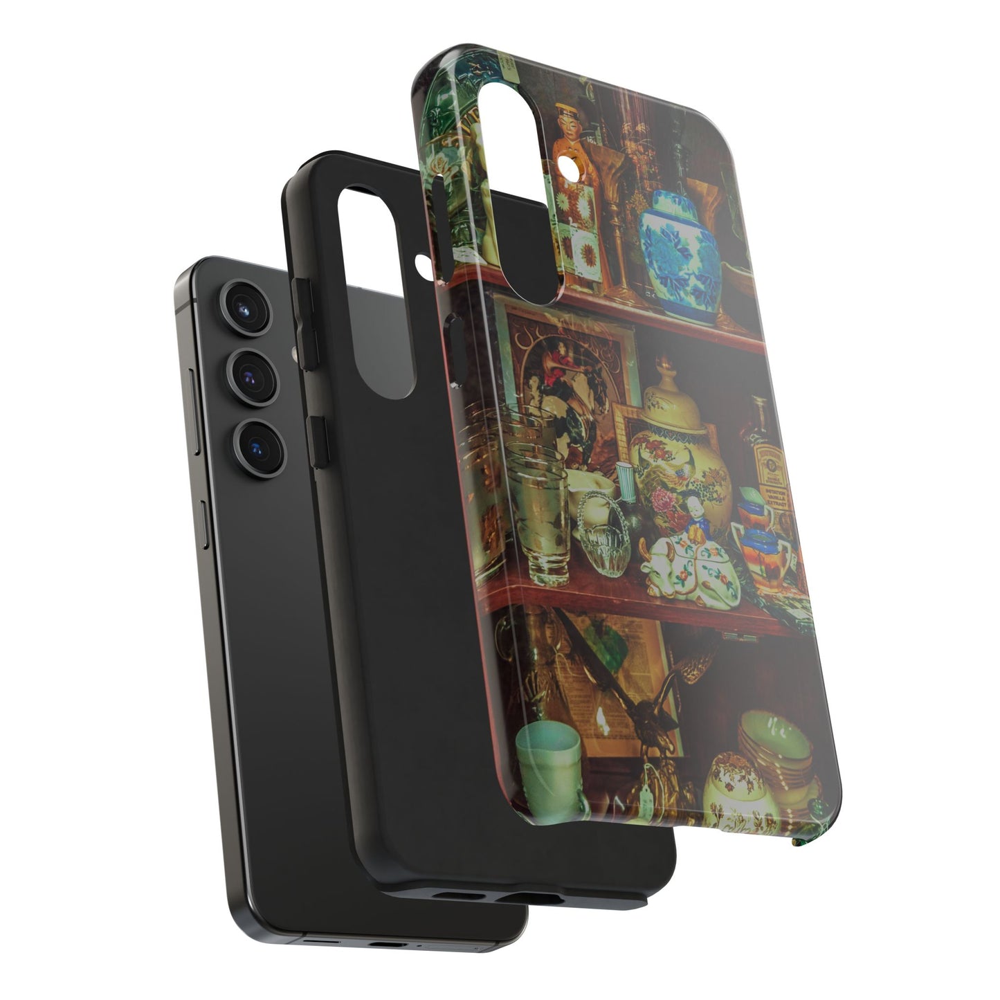Vintage Curio Cabinet Tough Phone Case, Antique Shelf iPhone & Samsung Cover, Gift for Vintage Decor Lovers