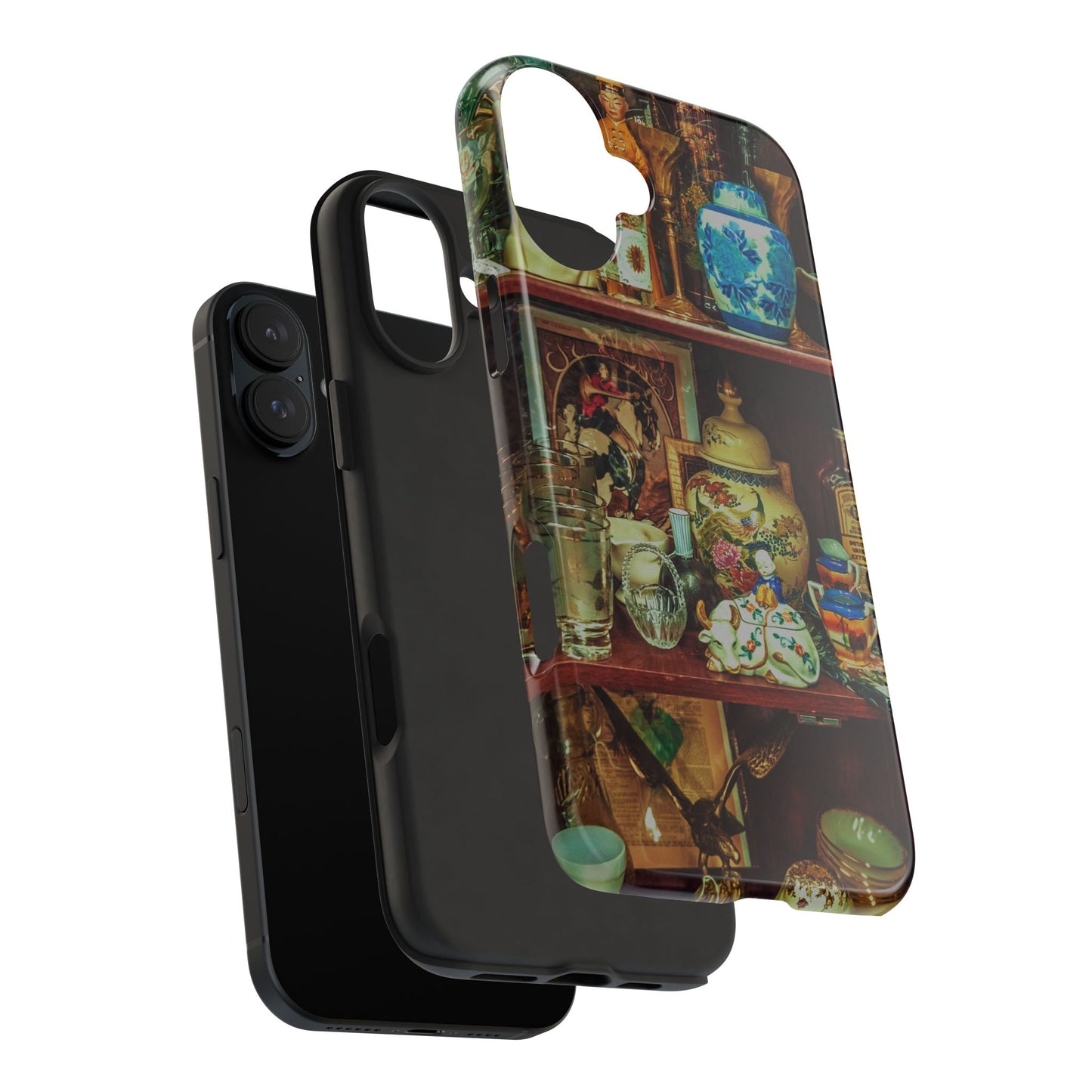 Vintage Curio Cabinet Tough Phone Case, Antique Shelf iPhone & Samsung Cover, Gift for Vintage Decor Lovers