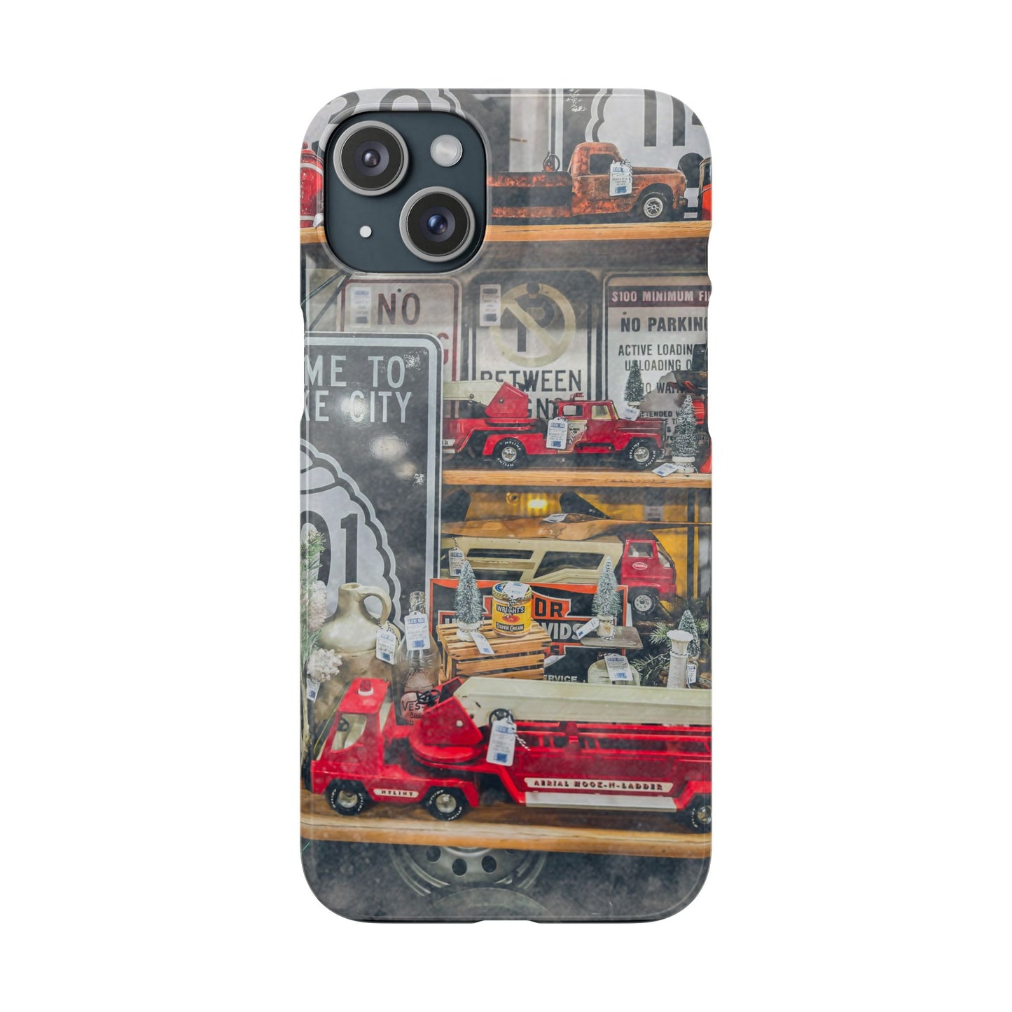 Vintage Toy Fire Truck Snap Case | Retro Truck Phone Case, Road Sign Collage