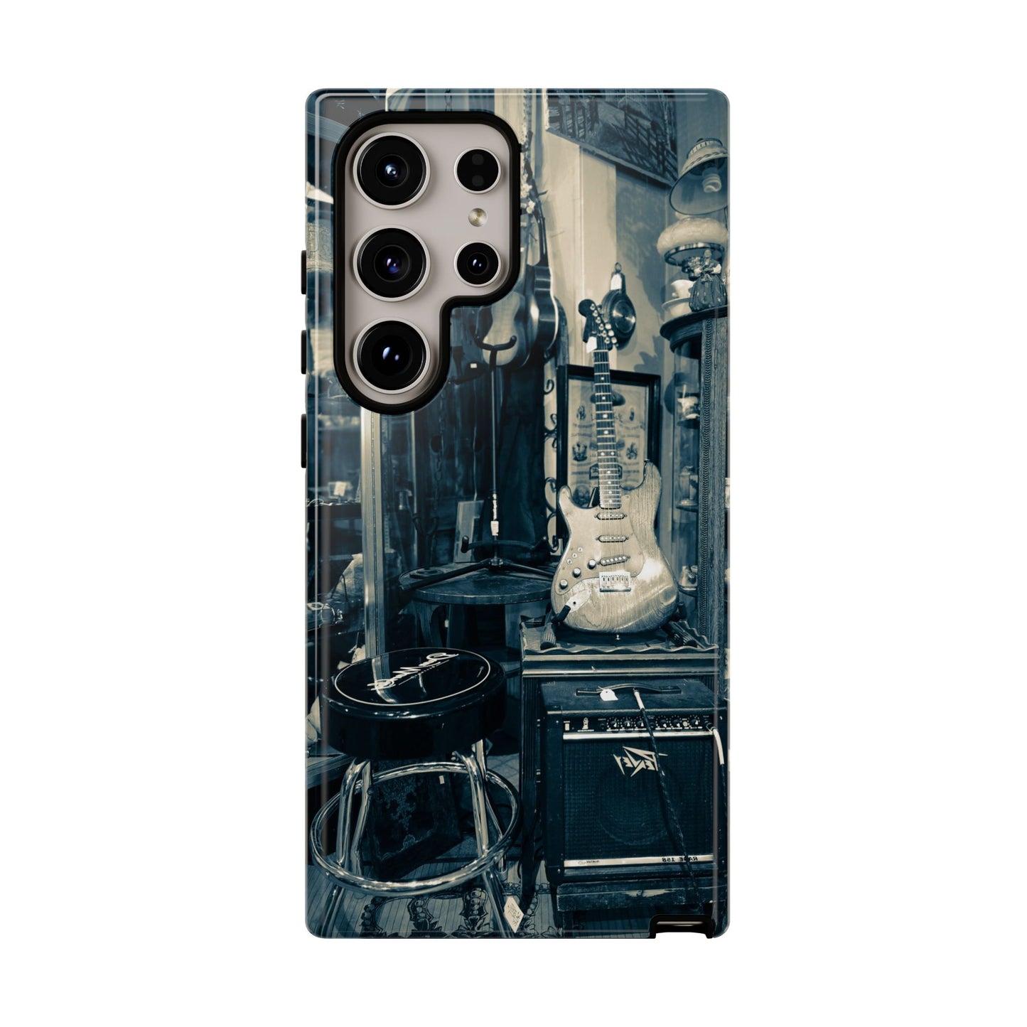 Guitar Vintage Phone Case, Tough Cases, Music Lover Gift, Rock & Roll Accessories, Unique Guitar Artwork, Phone Protection