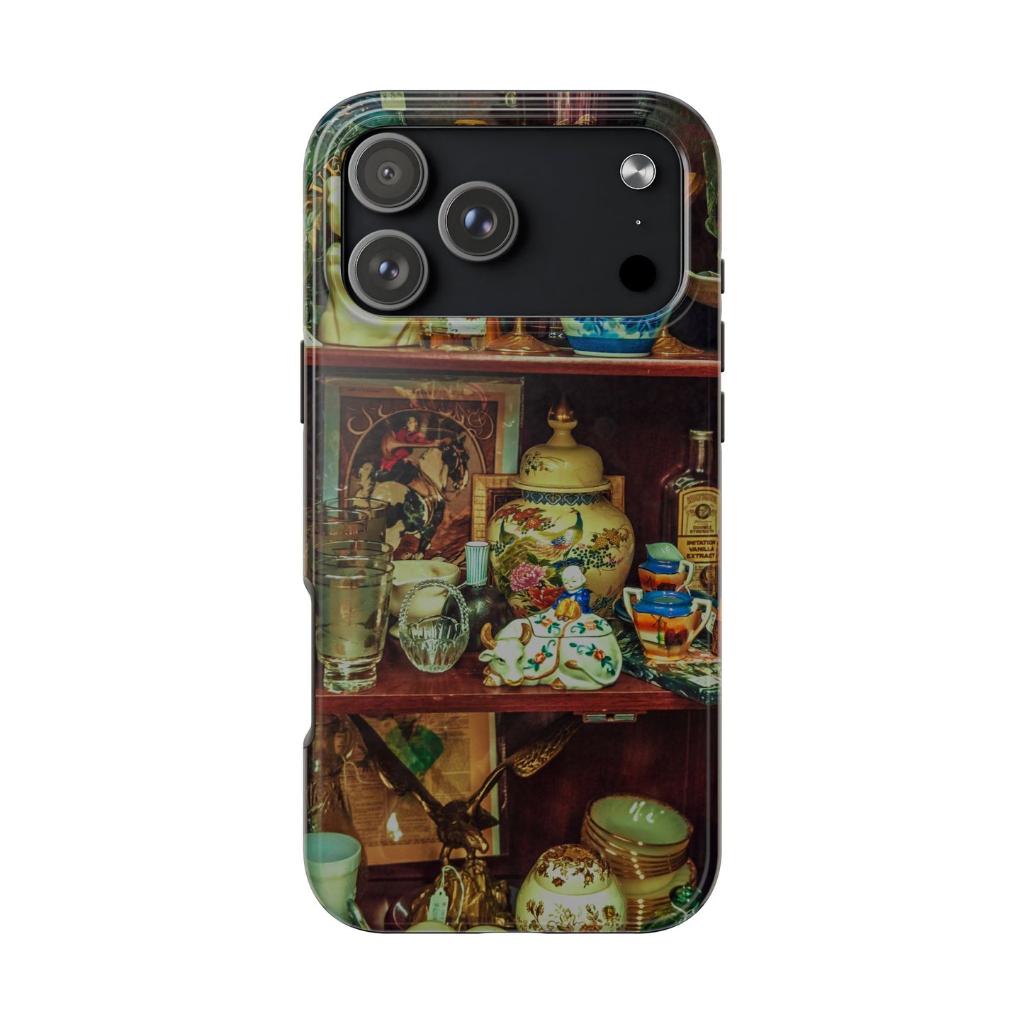 Vintage Curio Cabinet Tough Phone Case, Antique Shelf iPhone & Samsung Cover, Gift for Vintage Decor Lovers