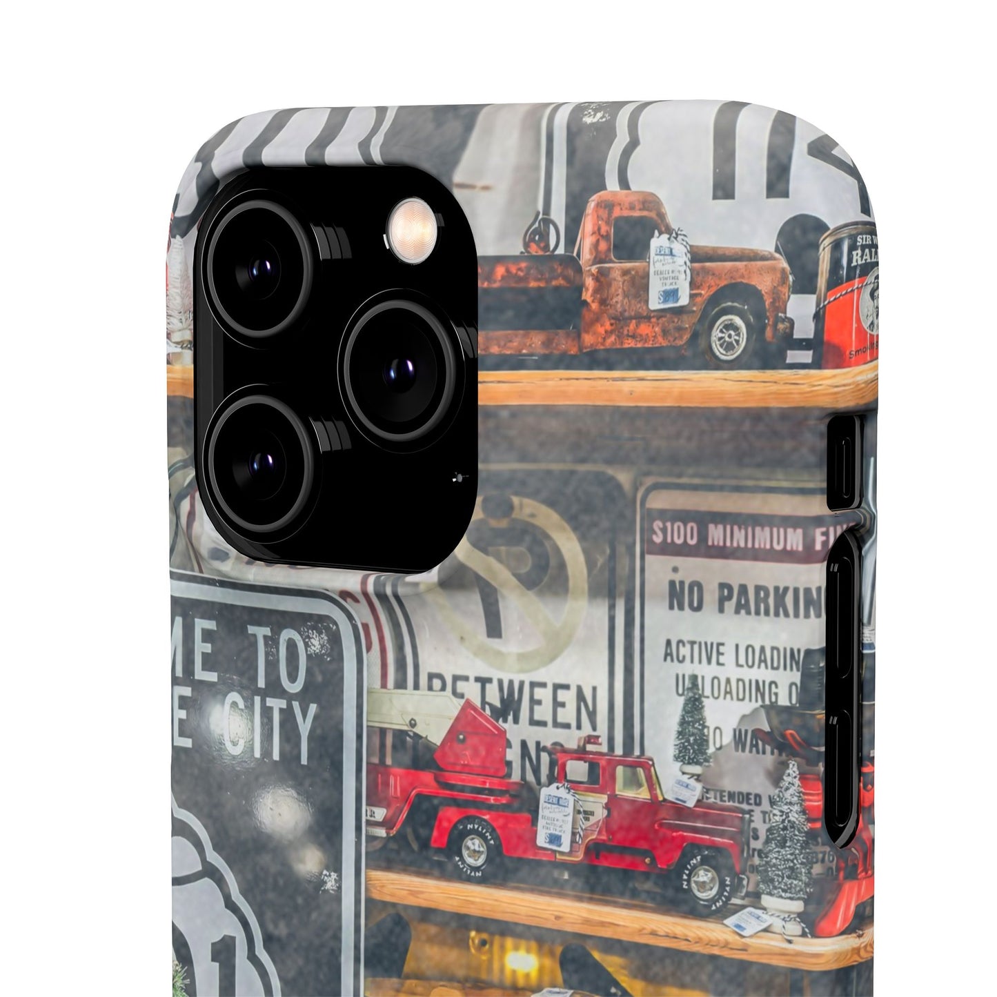 Vintage Toy Fire Truck Snap Case | Retro Truck Phone Case, Road Sign Collage