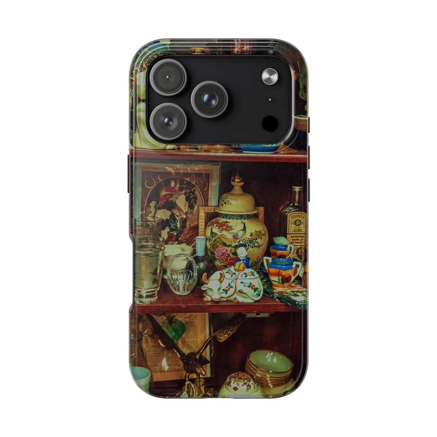 Vintage Curio Cabinet Tough Phone Case, Antique Shelf iPhone & Samsung Cover, Gift for Vintage Decor Lovers