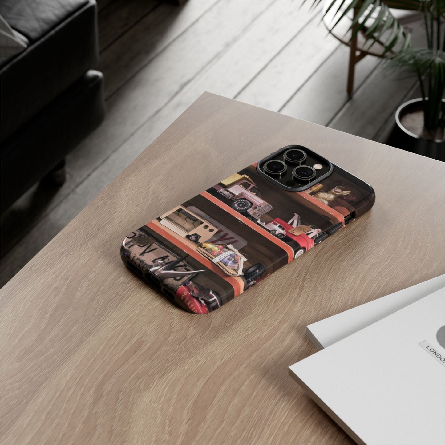 Vintage Toy Shelf Tough Phone Case, Nostalgic Collector Gift for iPhone, Samsung & Google Pixel