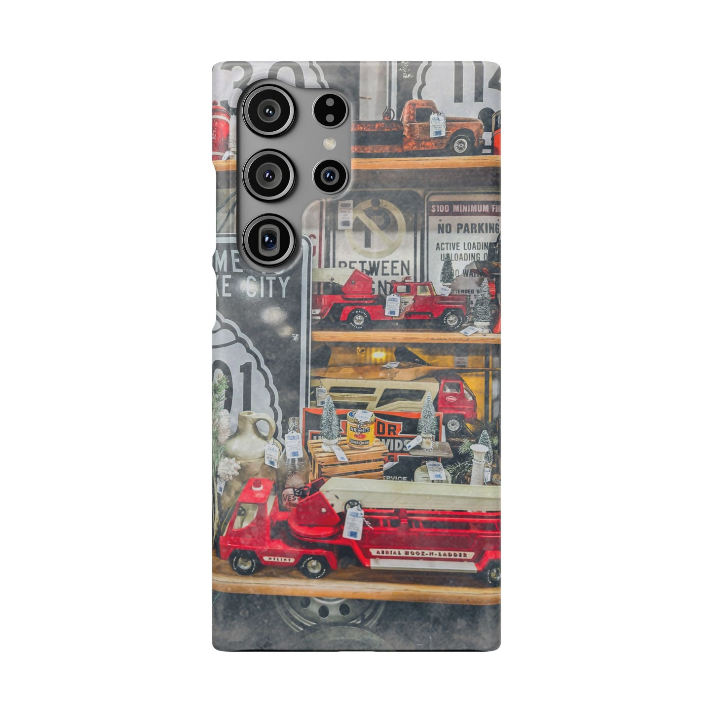 Vintage Toy Fire Truck Snap Case | Retro Truck Phone Case, Road Sign Collage