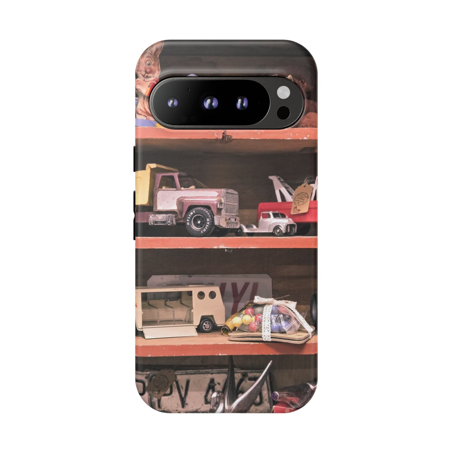 Vintage Toy Shelf Tough Phone Case, Nostalgic Collector Gift for iPhone, Samsung & Google Pixel