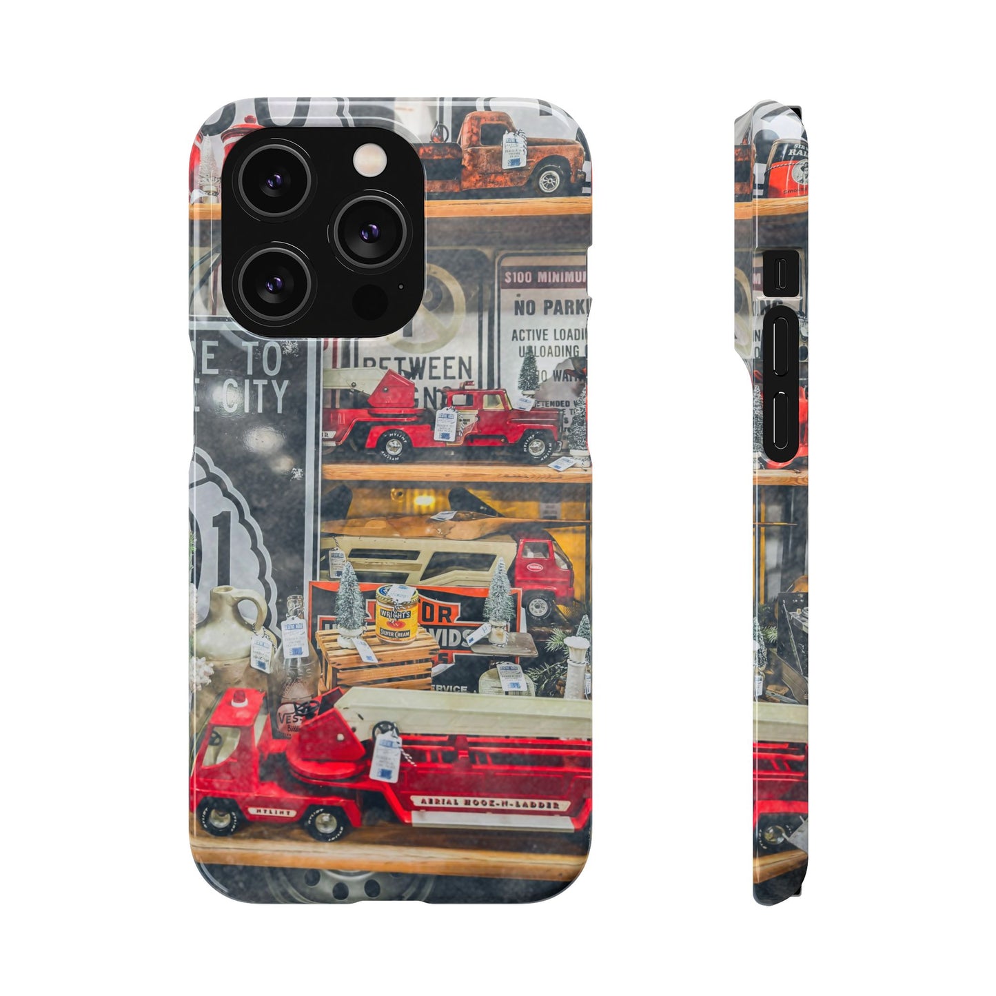 Vintage Toy Fire Truck Snap Case | Retro Truck Phone Case, Road Sign Collage