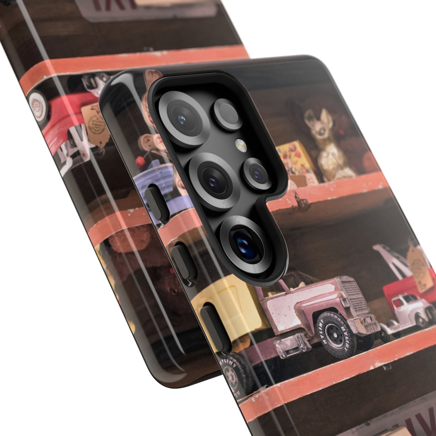 Vintage Toy Shelf Tough Phone Case, Nostalgic Collector Gift for iPhone, Samsung & Google Pixel