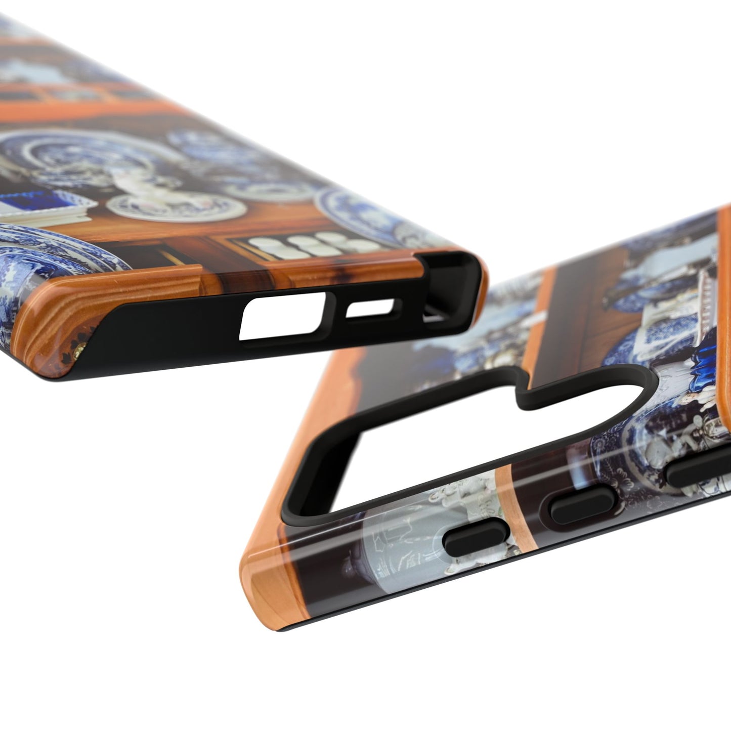 Blue & White China Tough Phone Case, Vintage Curio Shelf iPhone Samsung Google Pixel Cover