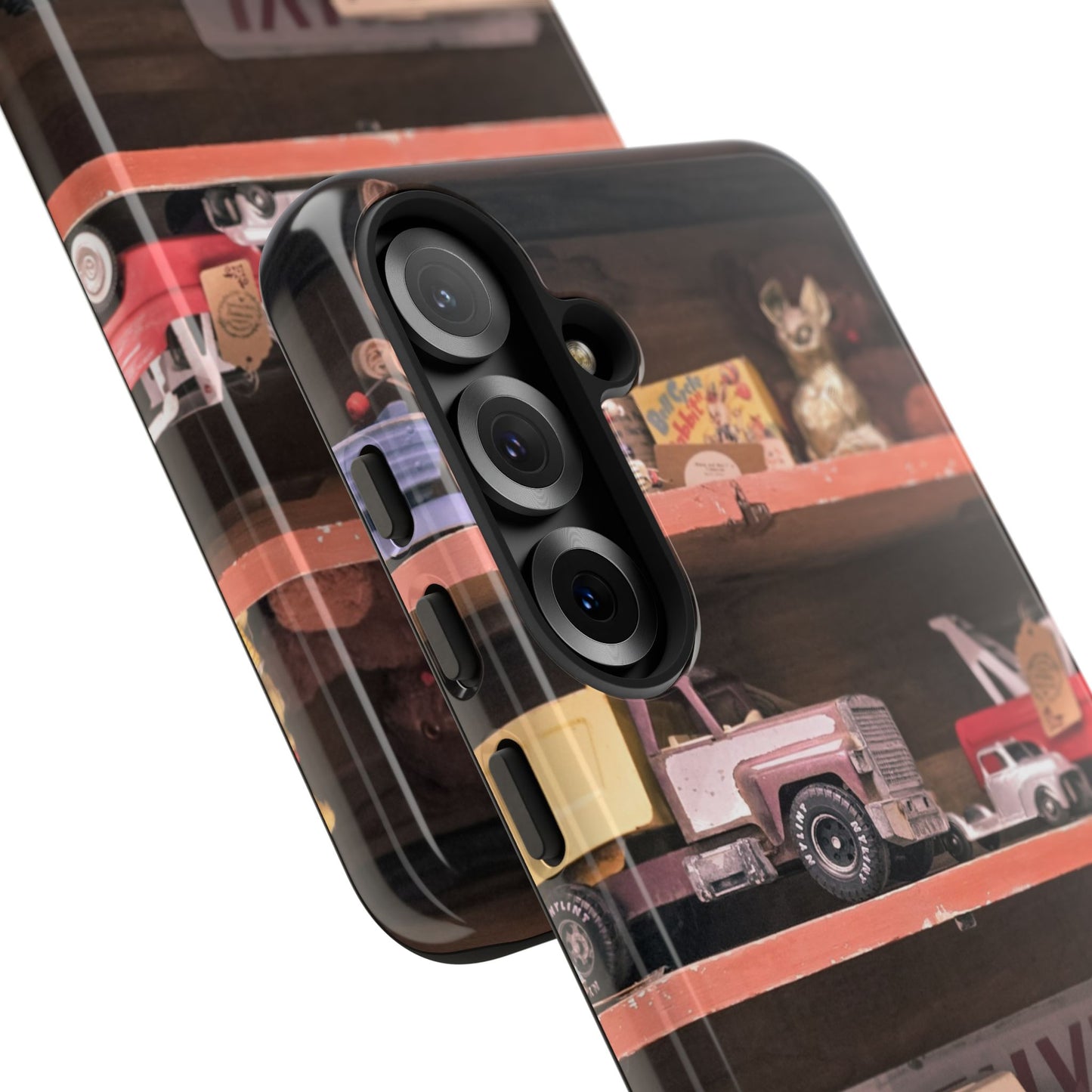 Vintage Toy Shelf Tough Phone Case, Nostalgic Collector Gift for iPhone, Samsung & Google Pixel