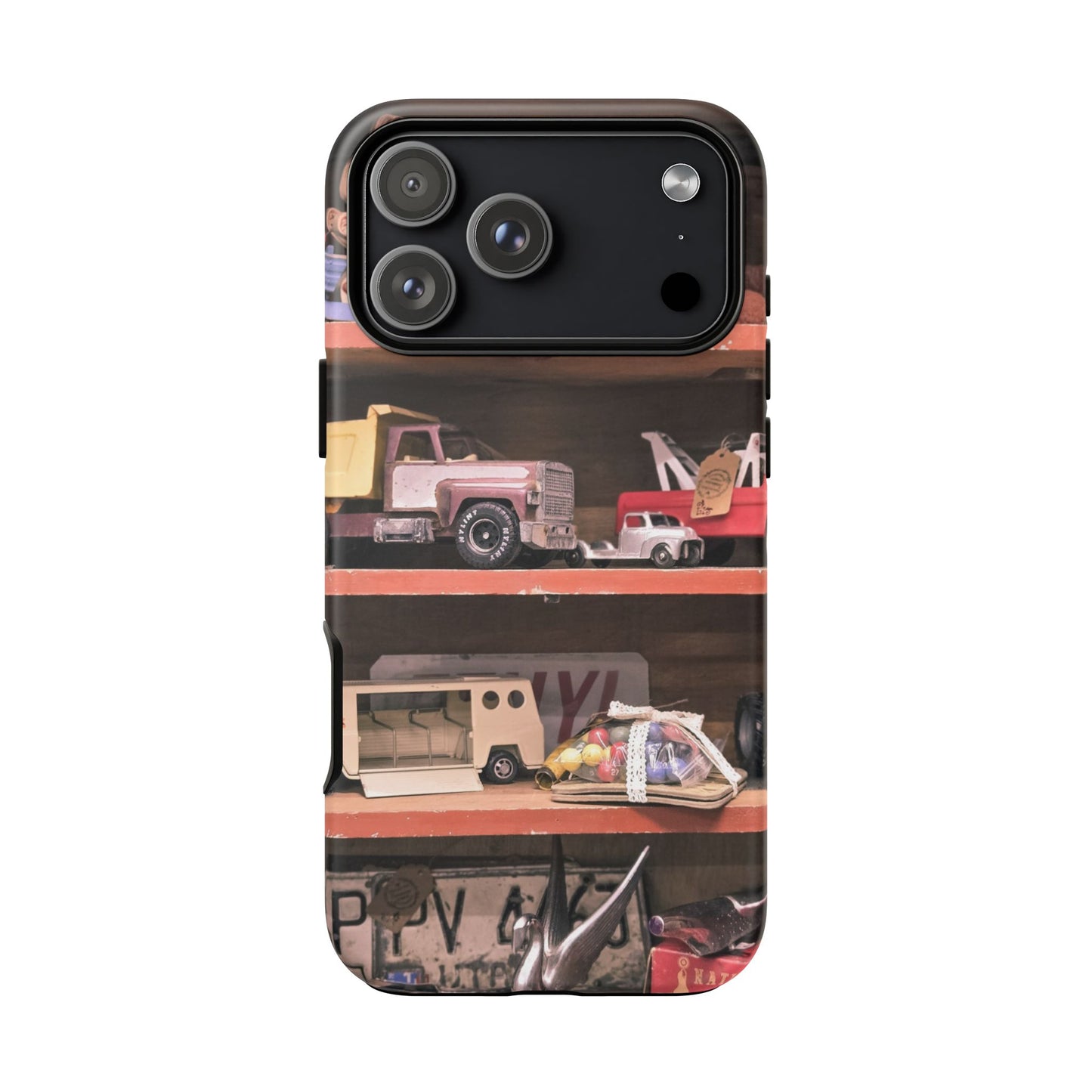 Vintage Toy Shelf Tough Phone Case, Nostalgic Collector Gift for iPhone, Samsung & Google Pixel