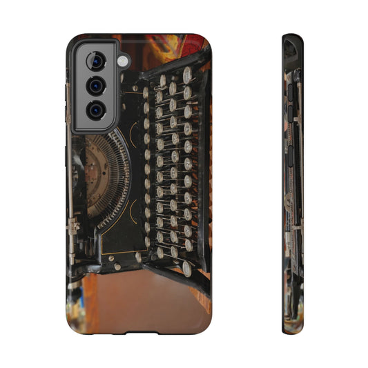 Vintage Typewriter Tough Phone Case, Writer Gift, Literary iPhone & Samsung Cover, Retro Book Lover Tech Accessory