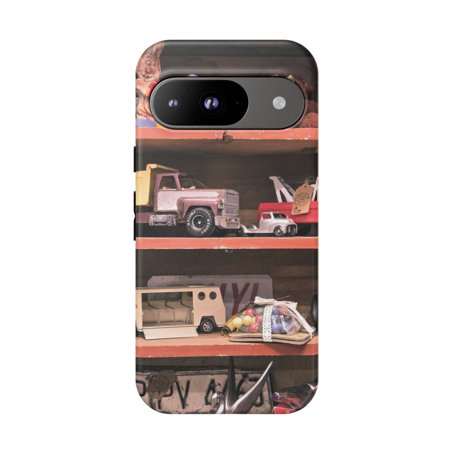 Vintage Toy Shelf Tough Phone Case, Nostalgic Collector Gift for iPhone, Samsung & Google Pixel
