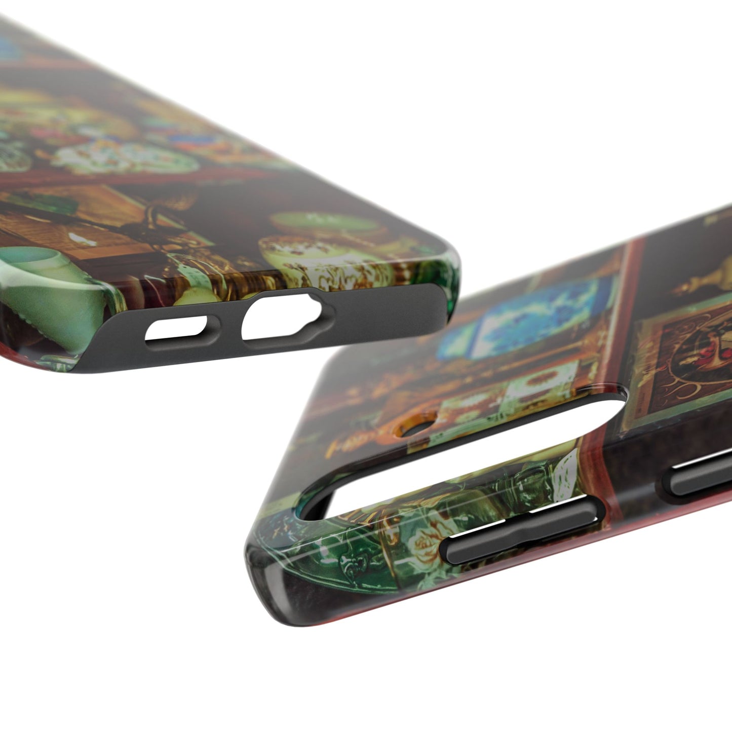 Vintage Curio Cabinet Tough Phone Case, Antique Shelf iPhone & Samsung Cover, Gift for Vintage Decor Lovers