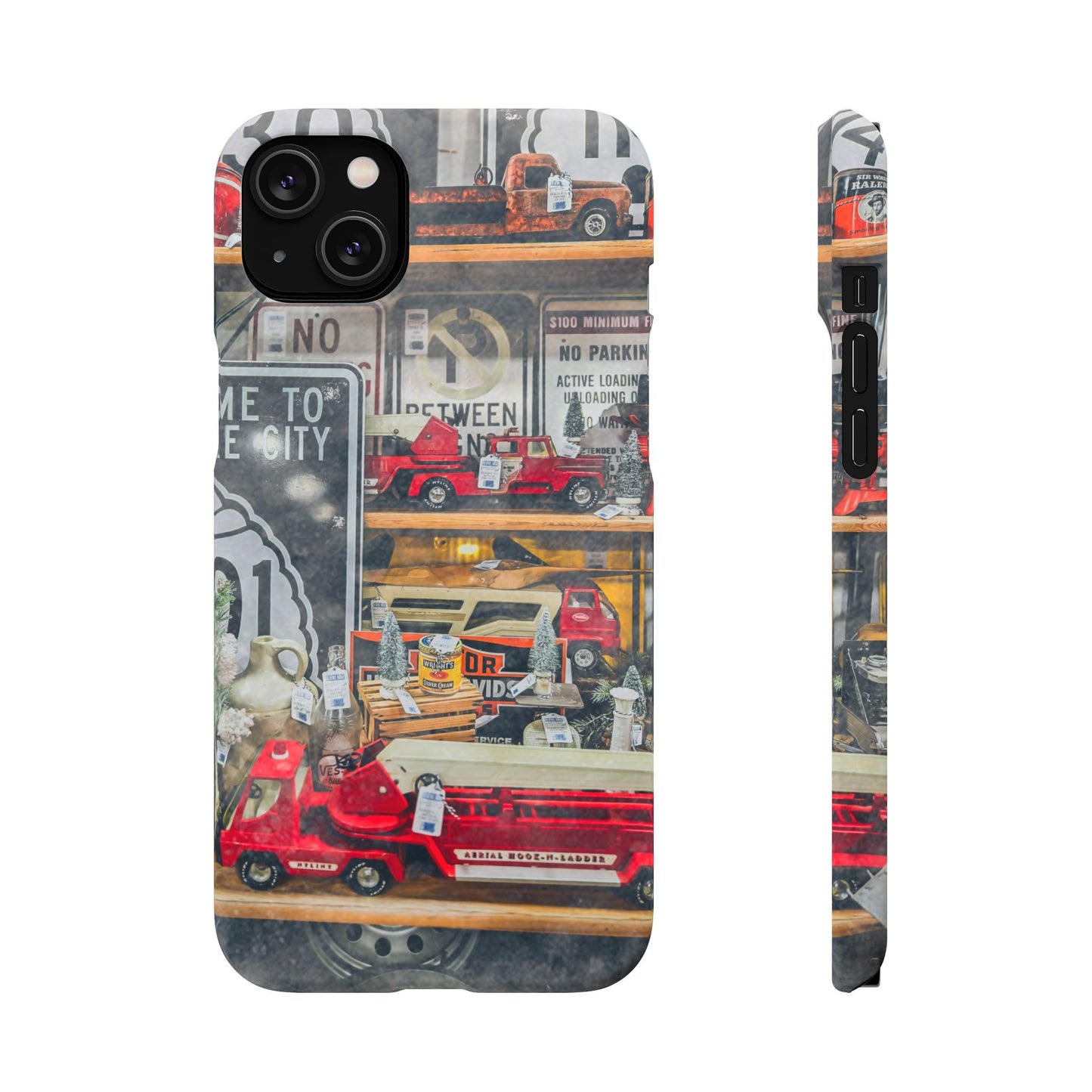 Vintage Toy Fire Truck Snap Case | Retro Truck Phone Case, Road Sign Collage